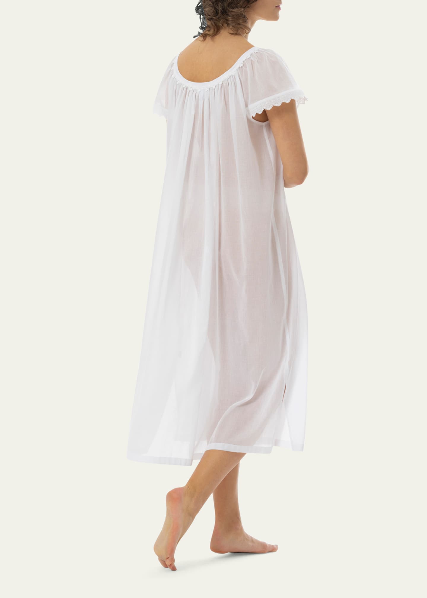 Celestine Crissy Ruched Lace-Trim Nightgown - Bergdorf Goodman