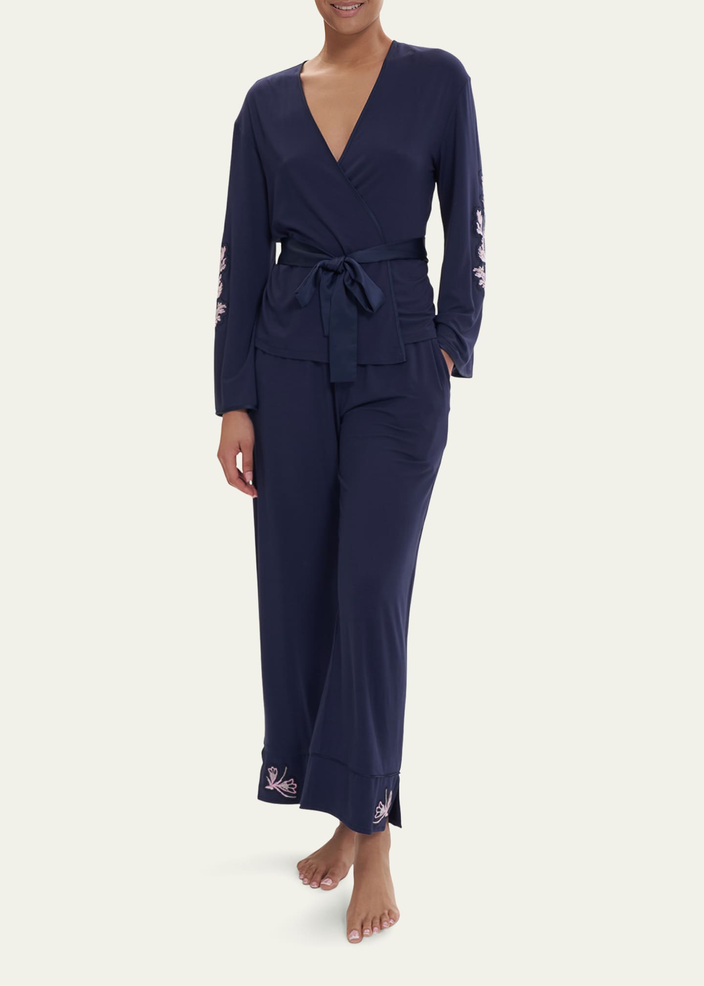 Rya Collection Shannon Embroidered Wrap Pajama Set Bergdorf Goodman