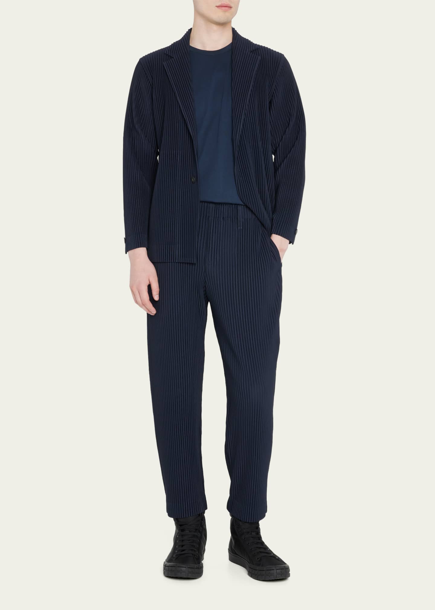 Homme Plisse Issey Miyake Men's Pleated Polyester Straight-Leg Homme Plisse Issey Miyake Men's Pleated Polyester Straight-Leg