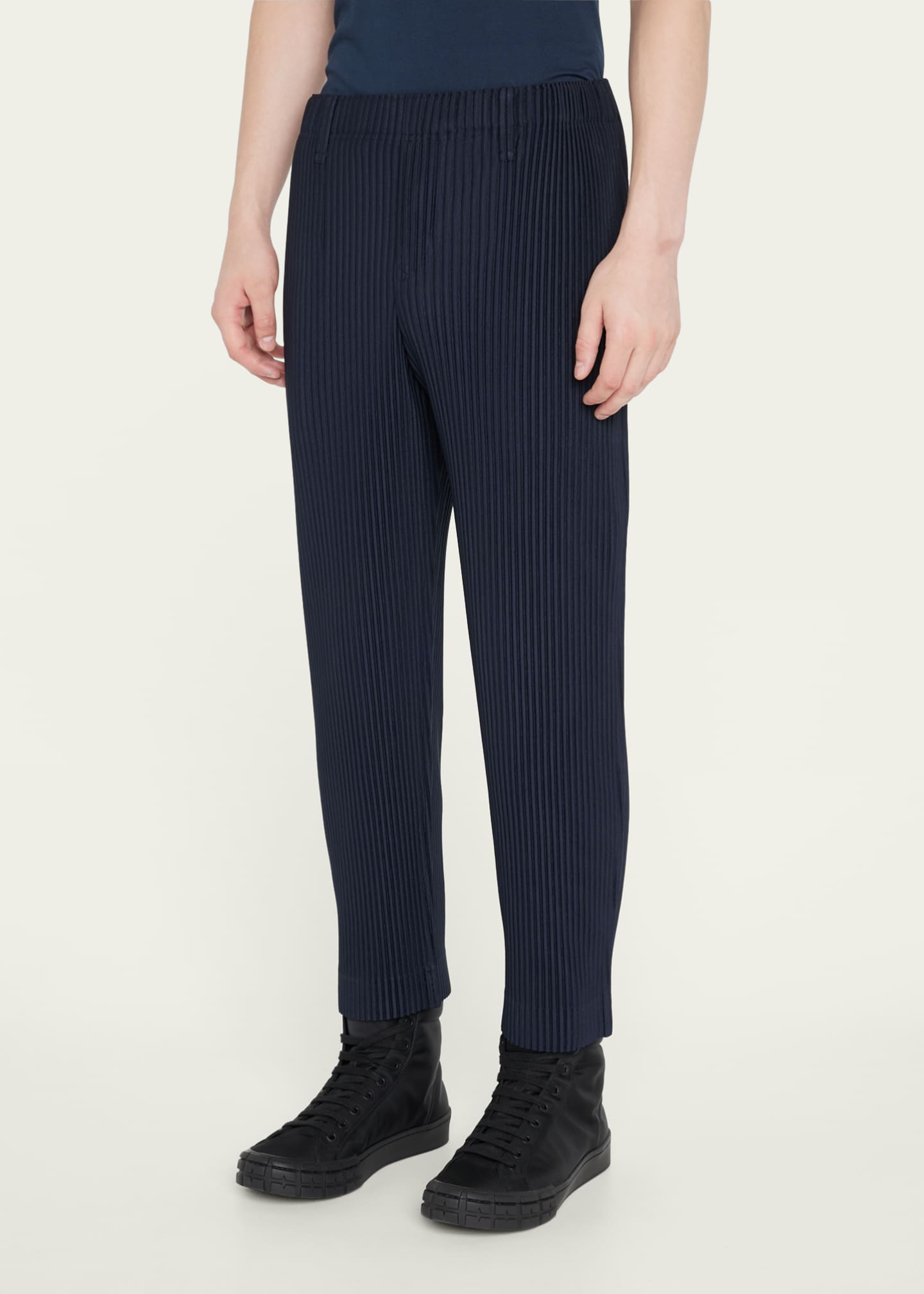 Homme Plisse Issey Miyake Men's Pleated Polyester Straight-Leg Homme Plisse Issey Miyake Men's Pleated Polyester Straight-Leg