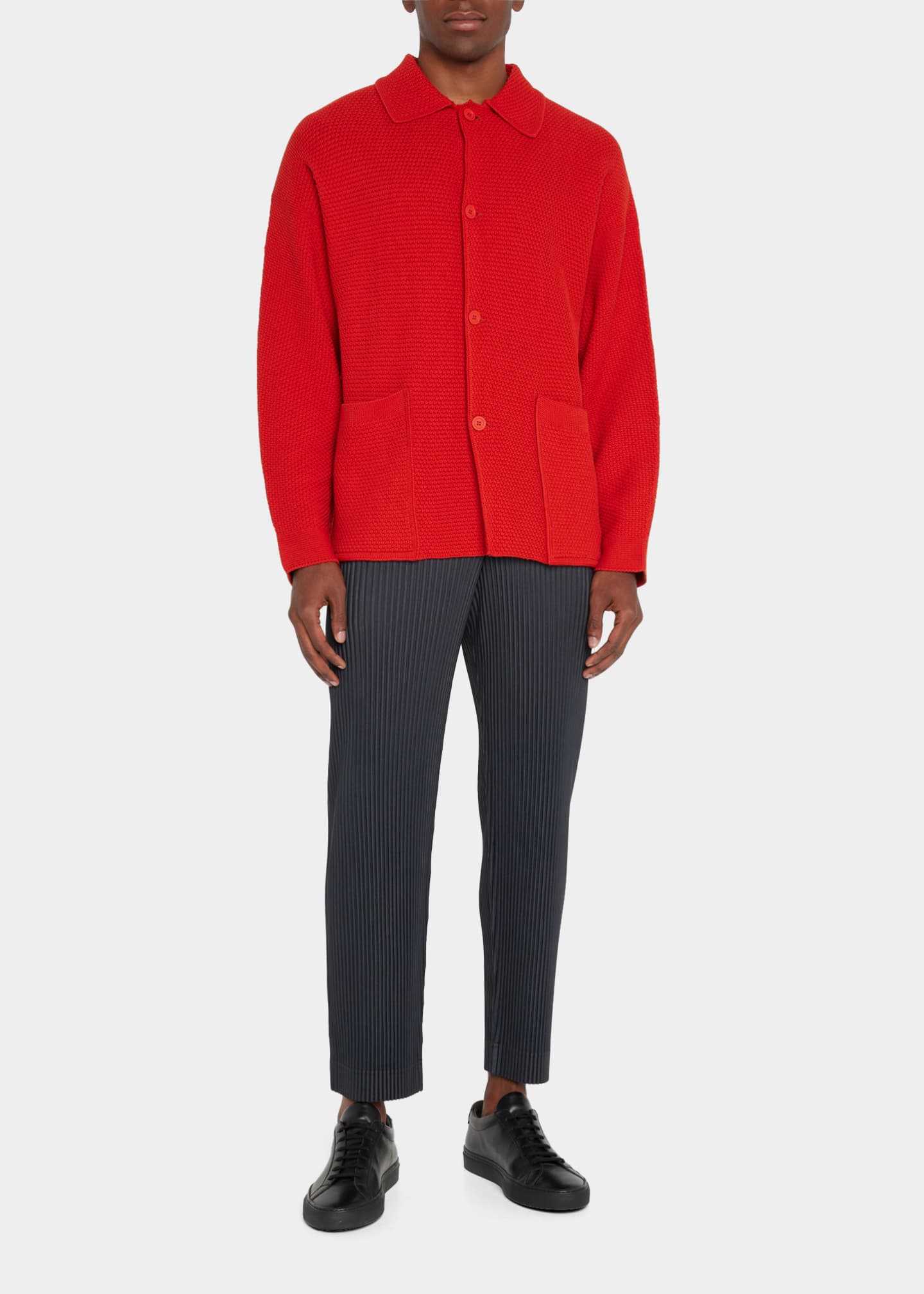 ISSEY MIYAKE MEN cotton No collar Double placket Design Long sleeve shirt Jacket Navy M main image 1