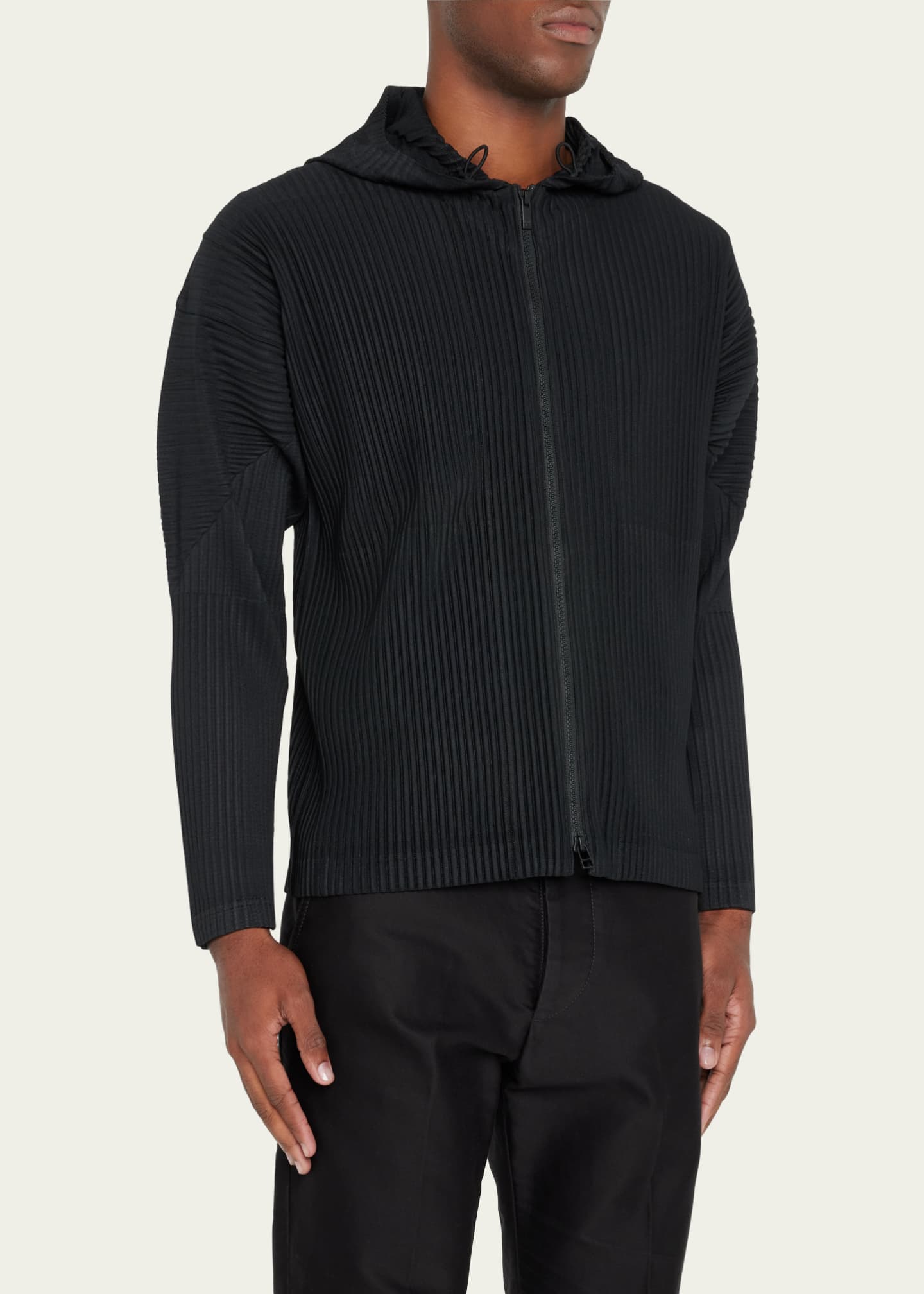 Homme Plisse Issey Miyake Men's Pleated Zip Hoodie - Bergdorf Goodman