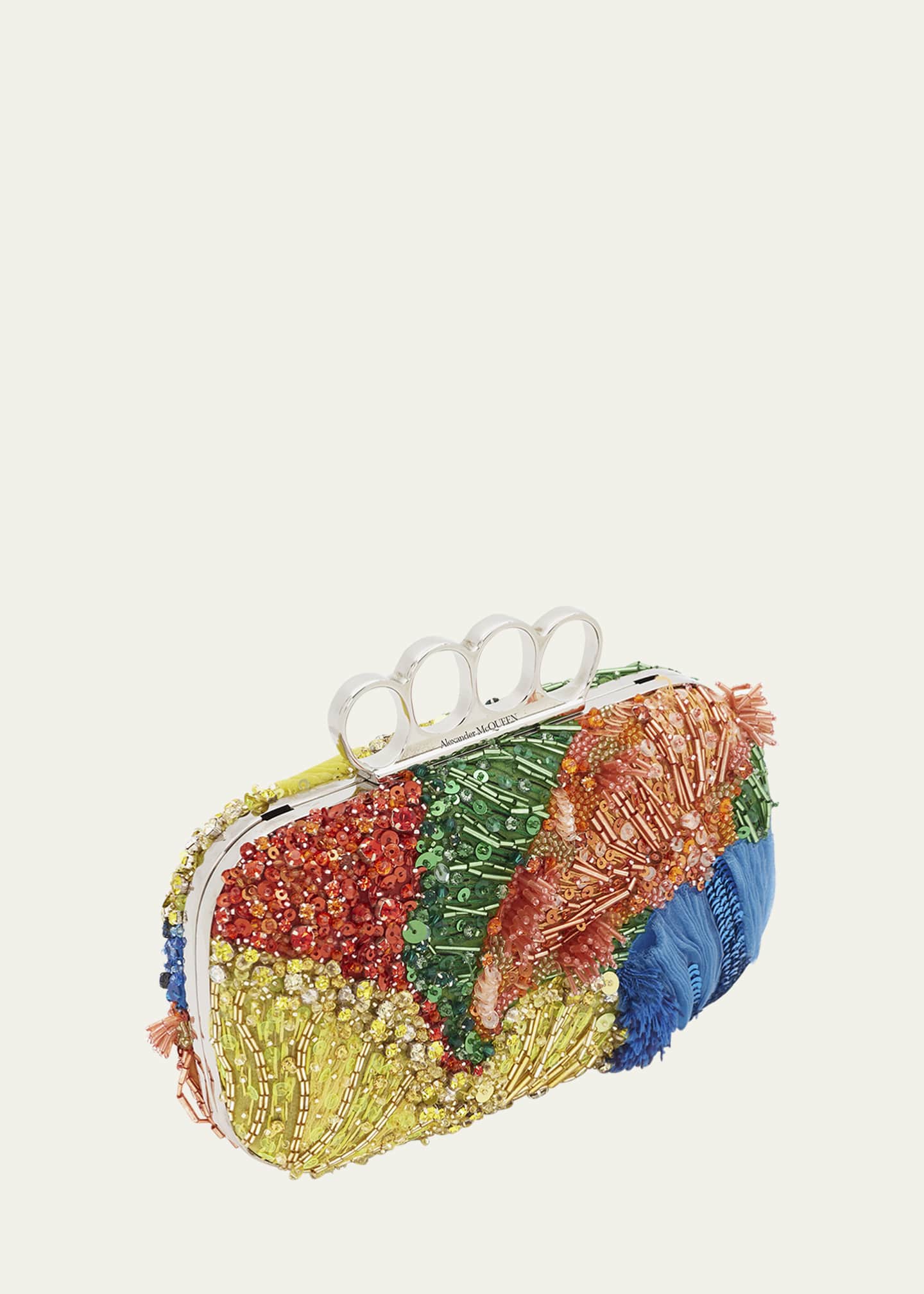 Alexander McQueen Four Ring Patchwork Sequins Box Clutch Bag Bergdorf