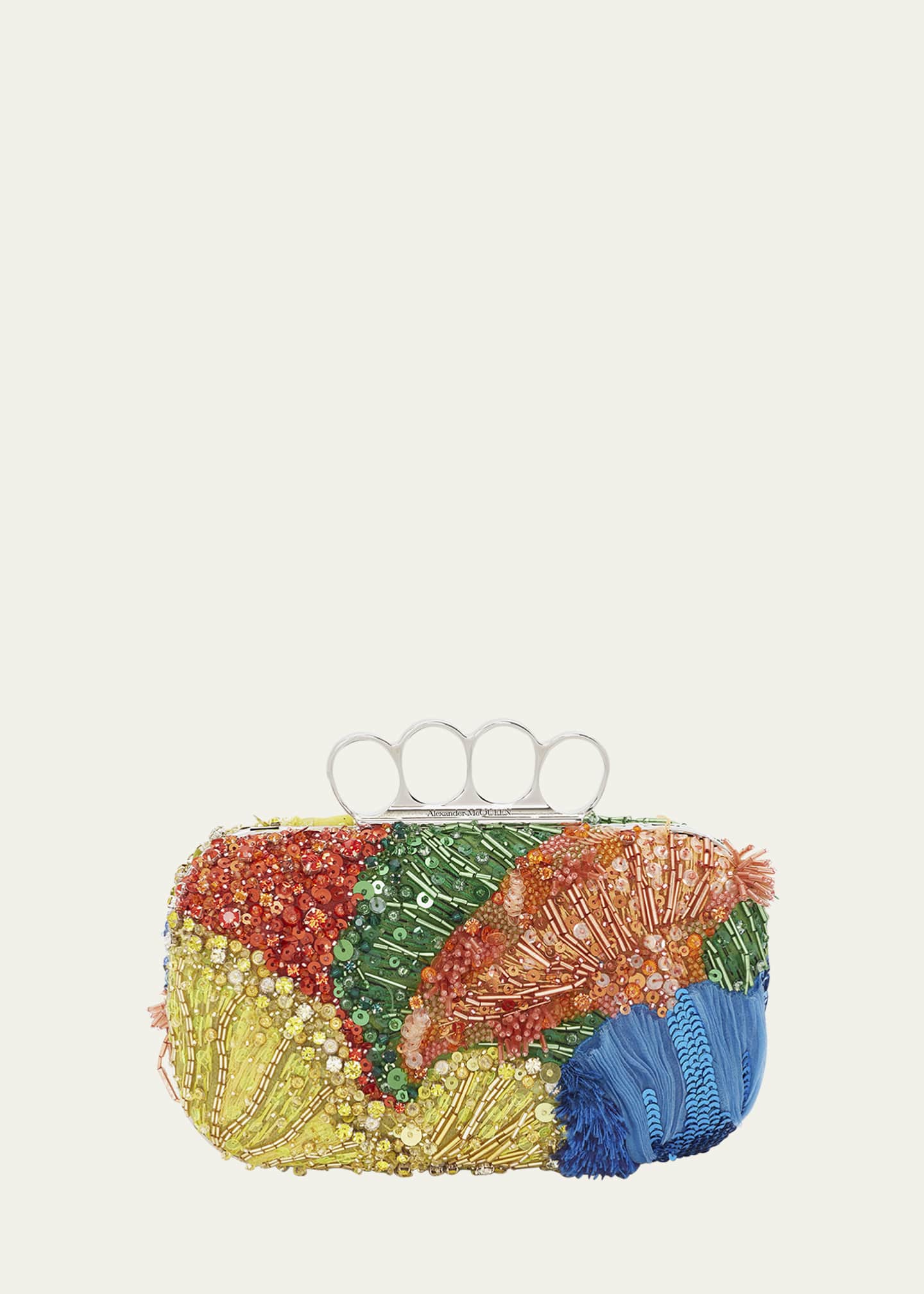 Alexander McQueen Four Ring Patchwork Sequins Box Clutch Bag Bergdorf