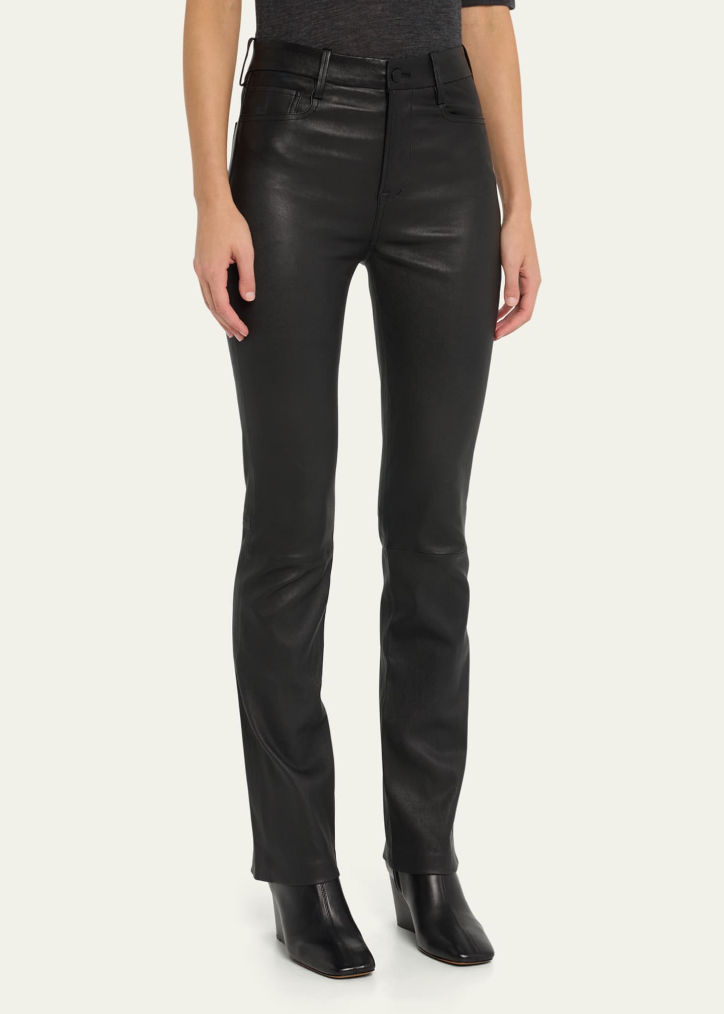 Vince Bootcut Stretch Leather Pants - Bergdorf Goodman