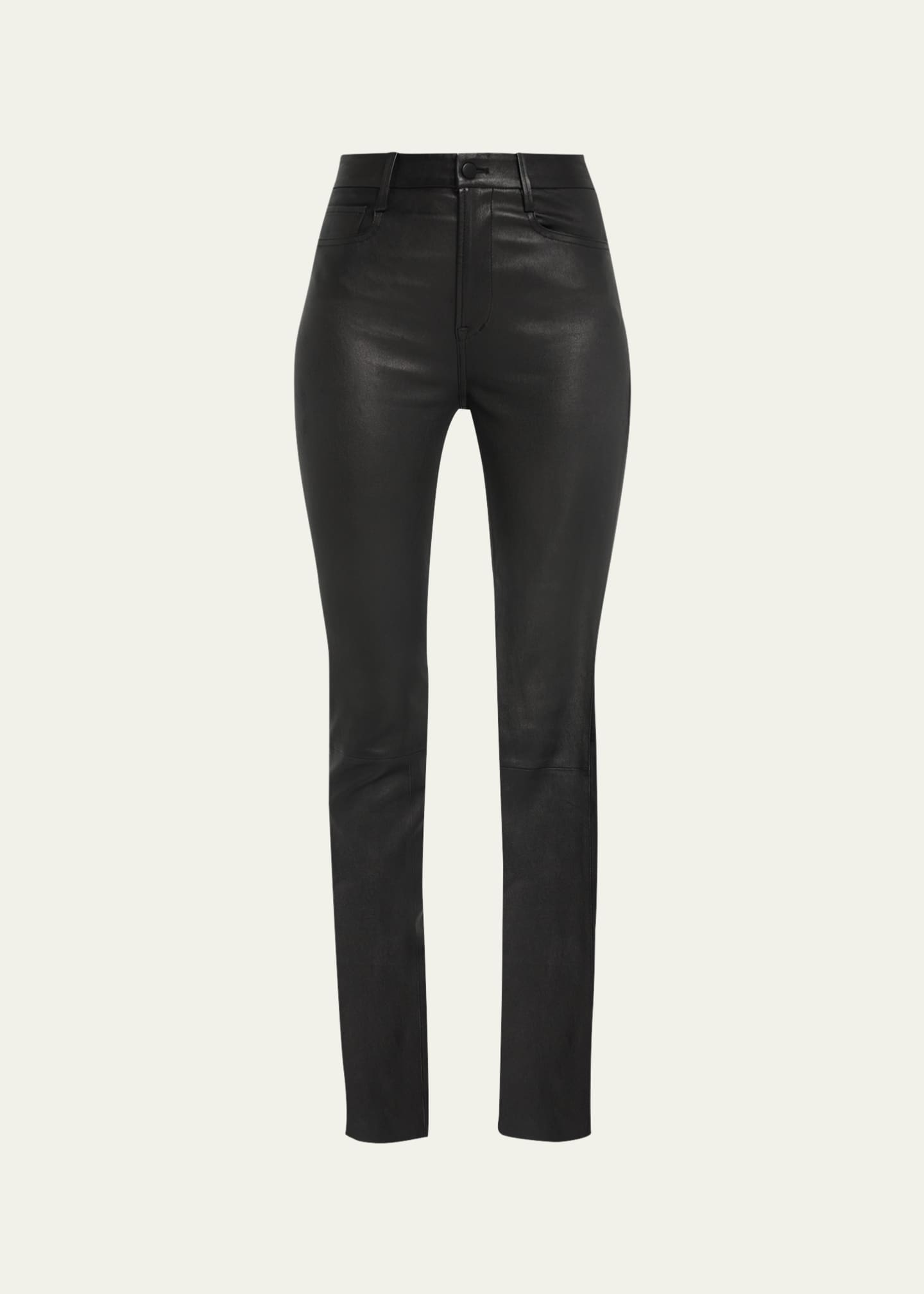 Women Boot-cut Black Leather Pants