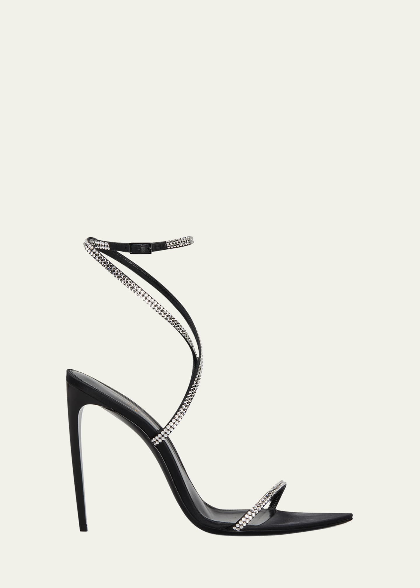 Saint Laurent Gippy Crystal Ankle-Strap Sandals - Bergdorf Goodman