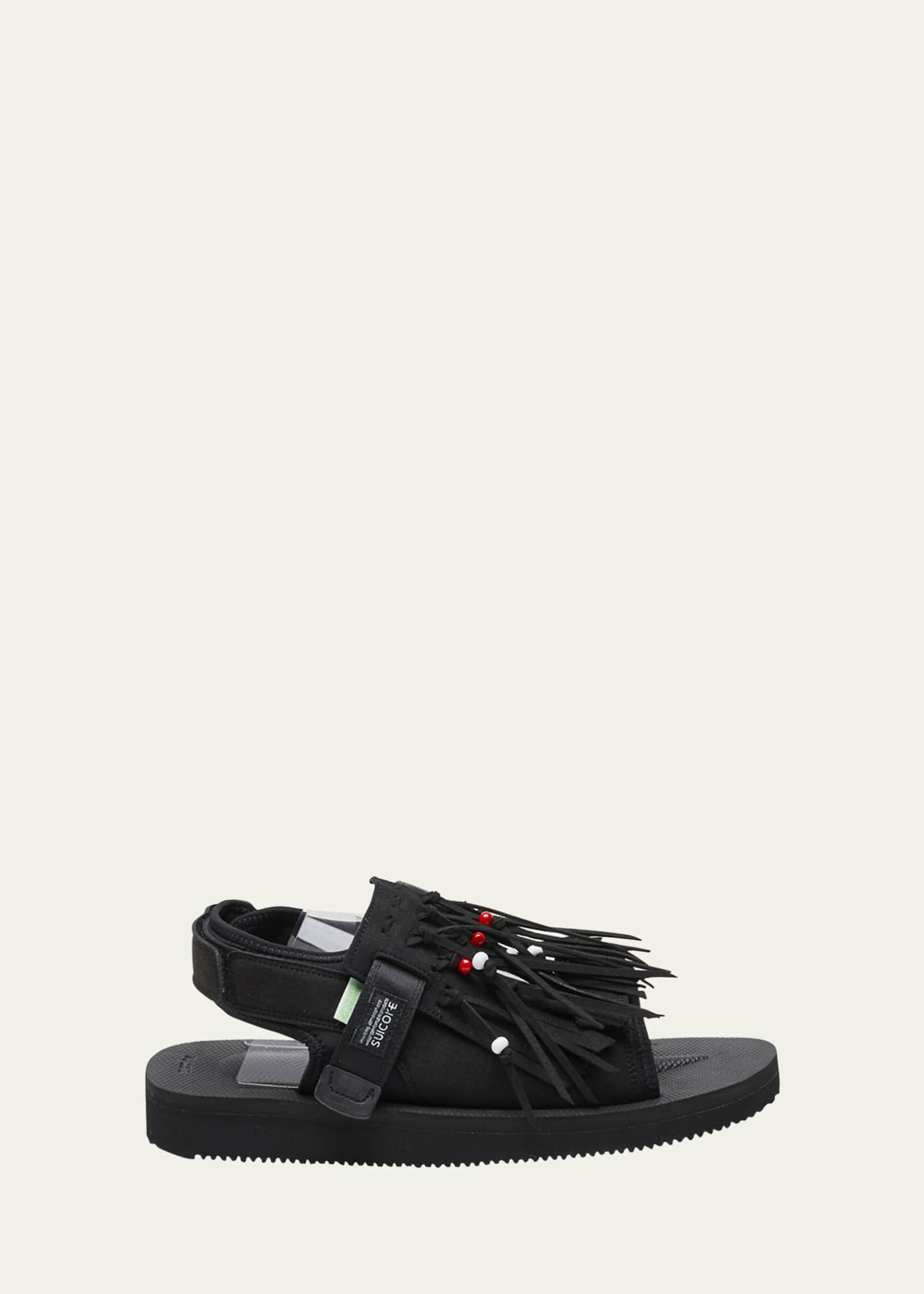 Suicoke Beaded Fringe FauxLeather Sandals Bergdorf Goodman
