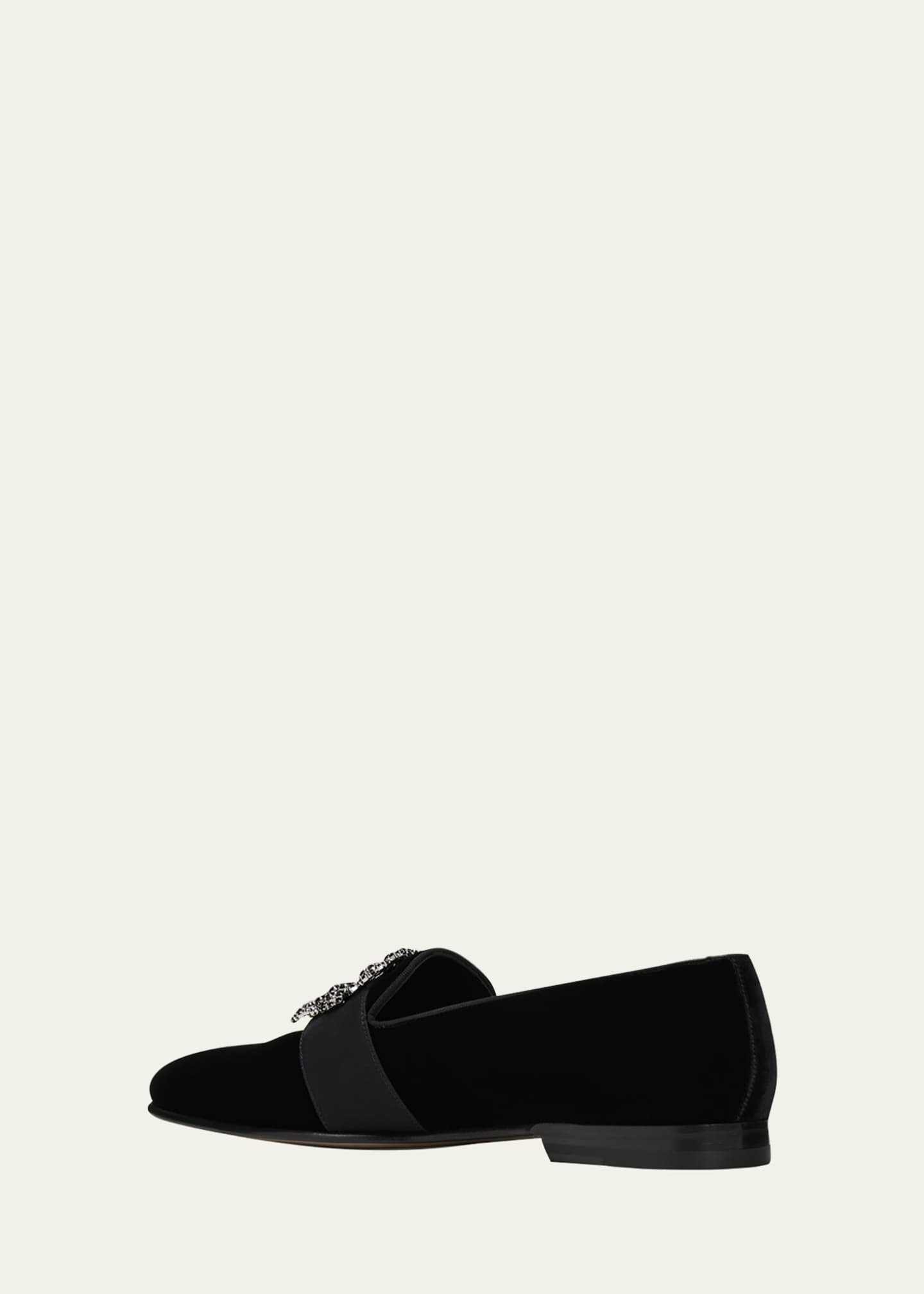 Manolo Blahnik Men's Carlton Square Crystal Buckle Velvet Loafers Image 4 of 5