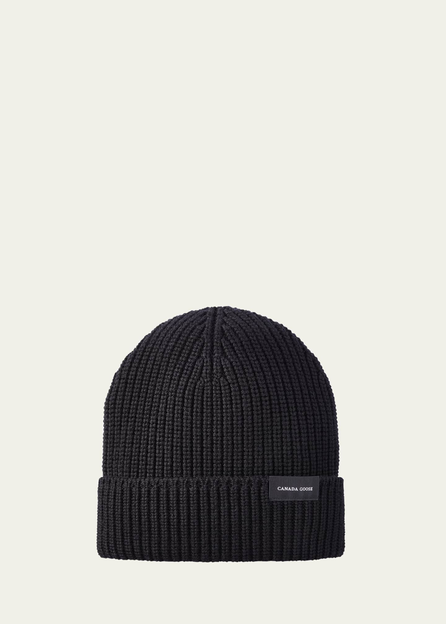 Canada Goose Men's Wordmark Rib-Knit Toque Beanie Hat