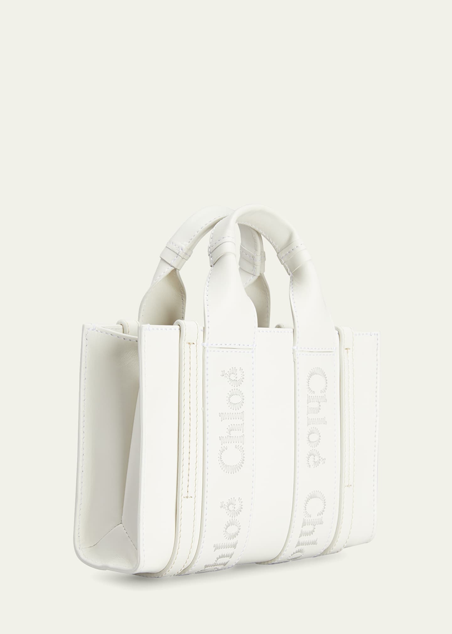 Chloe Woody Small Tote Bag in Leather with Crossbody Strap Image 2 of 5