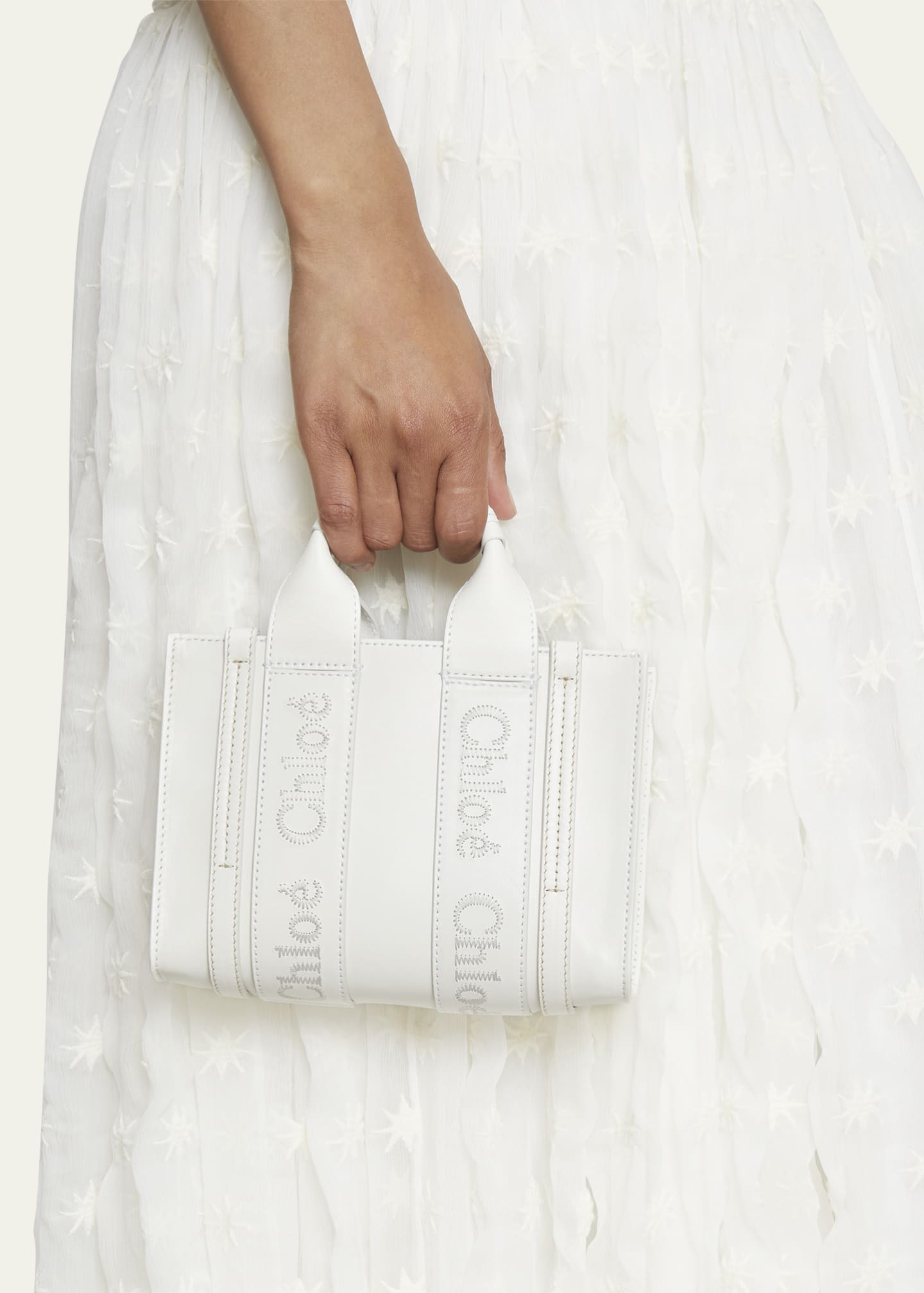 Chloe Woody Small Tote Bag in Leather with Crossbody Strap Image 3 of 5