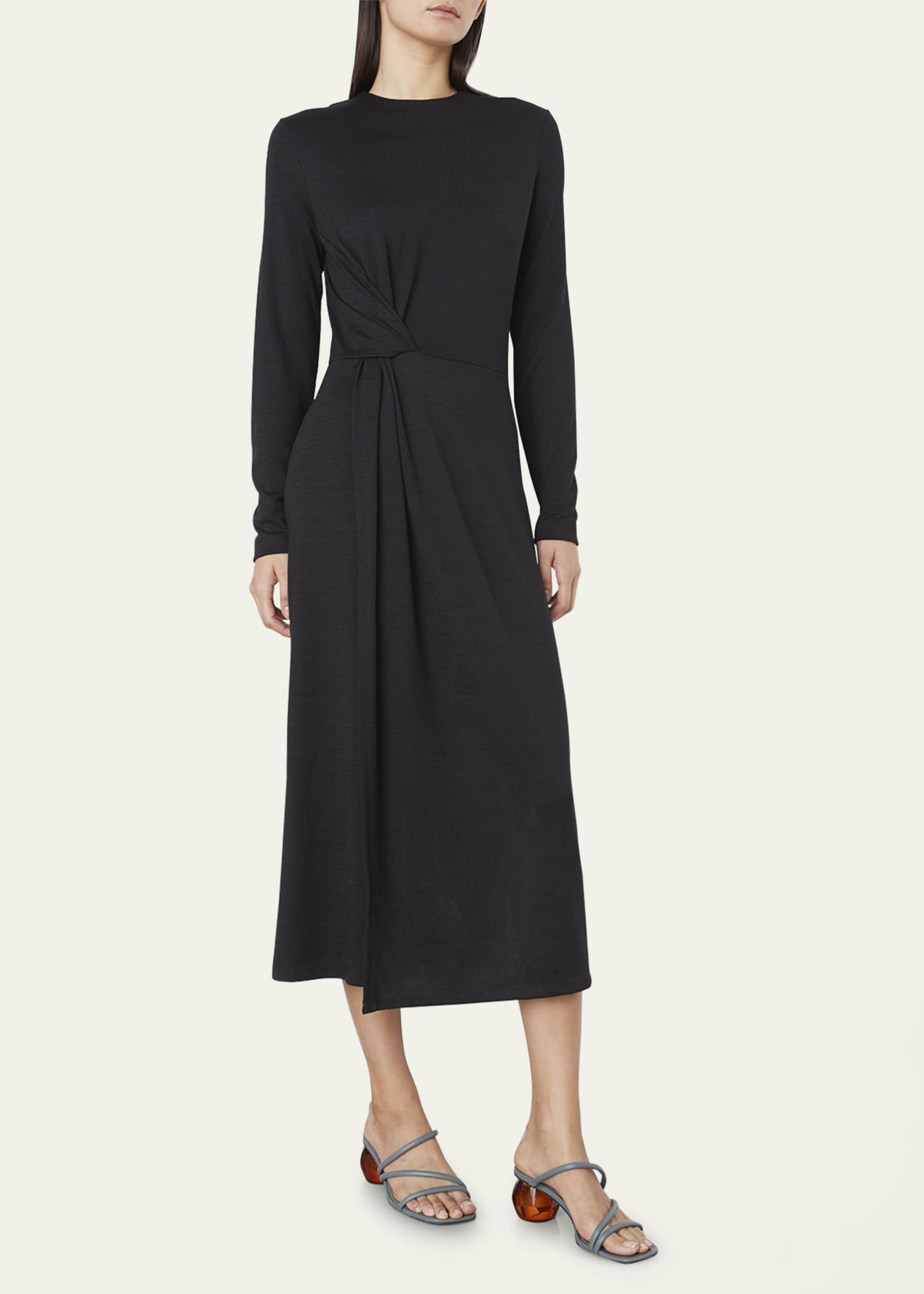 Vince Long-Sleeve Side-Twist Midi Dress - Bergdorf Goodman