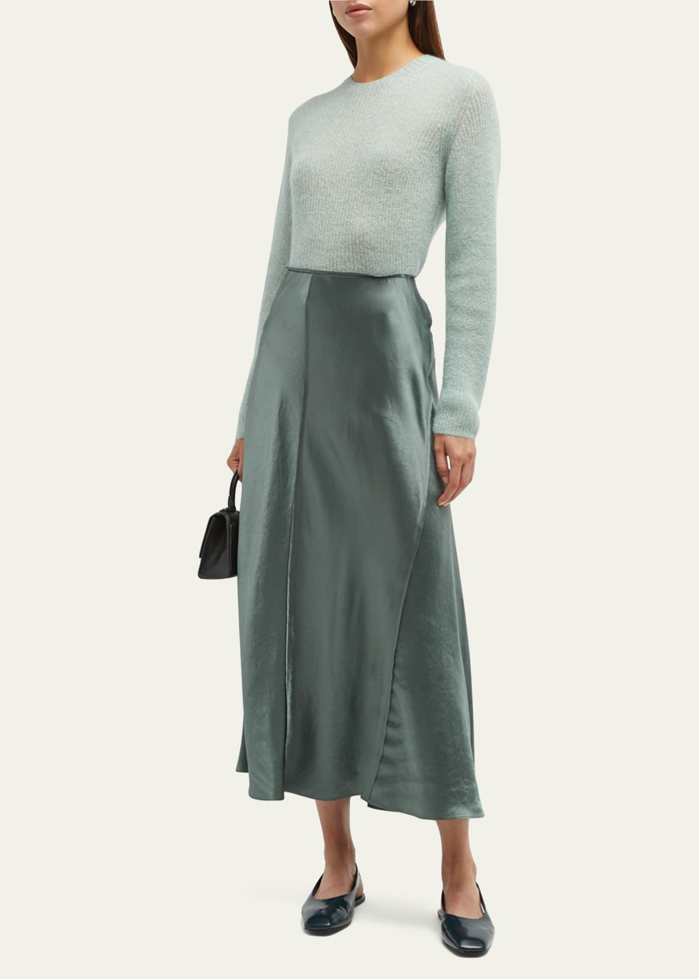 Vince raw-edge hot sale silk midi skirt