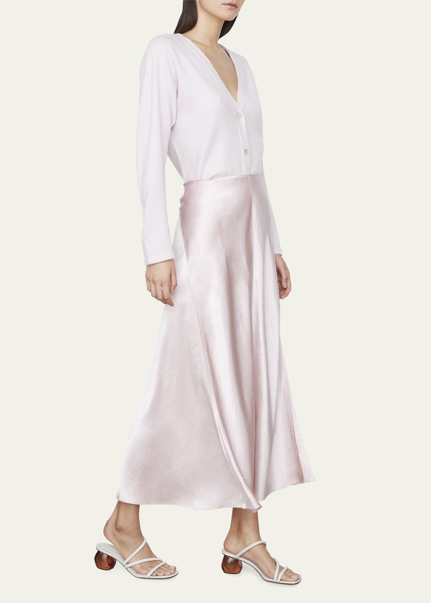 Vince paneled silk-satin deals midi skirt