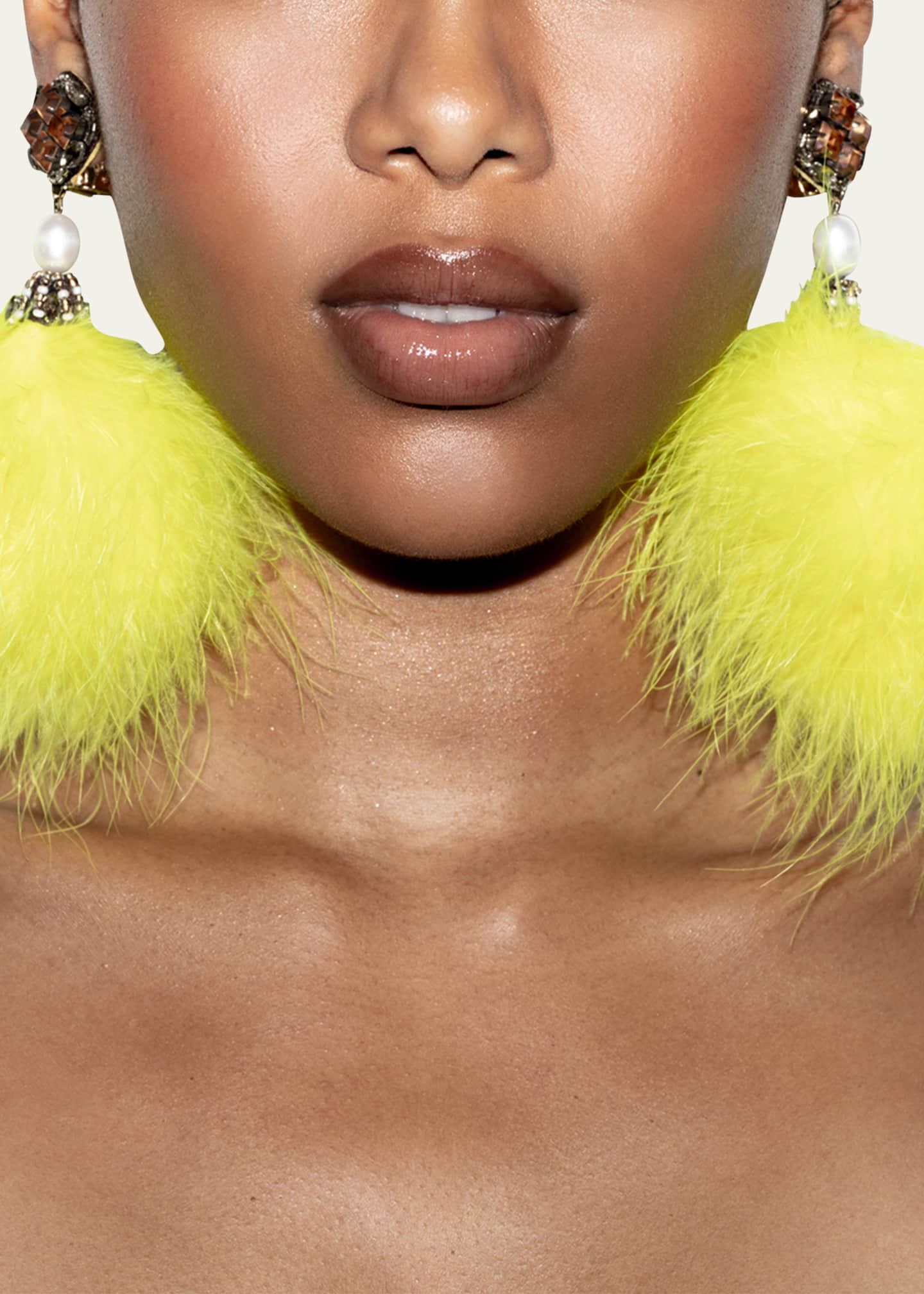 Ranjana Khan Feather Pom Pom Earrings Bergdorf Goodman