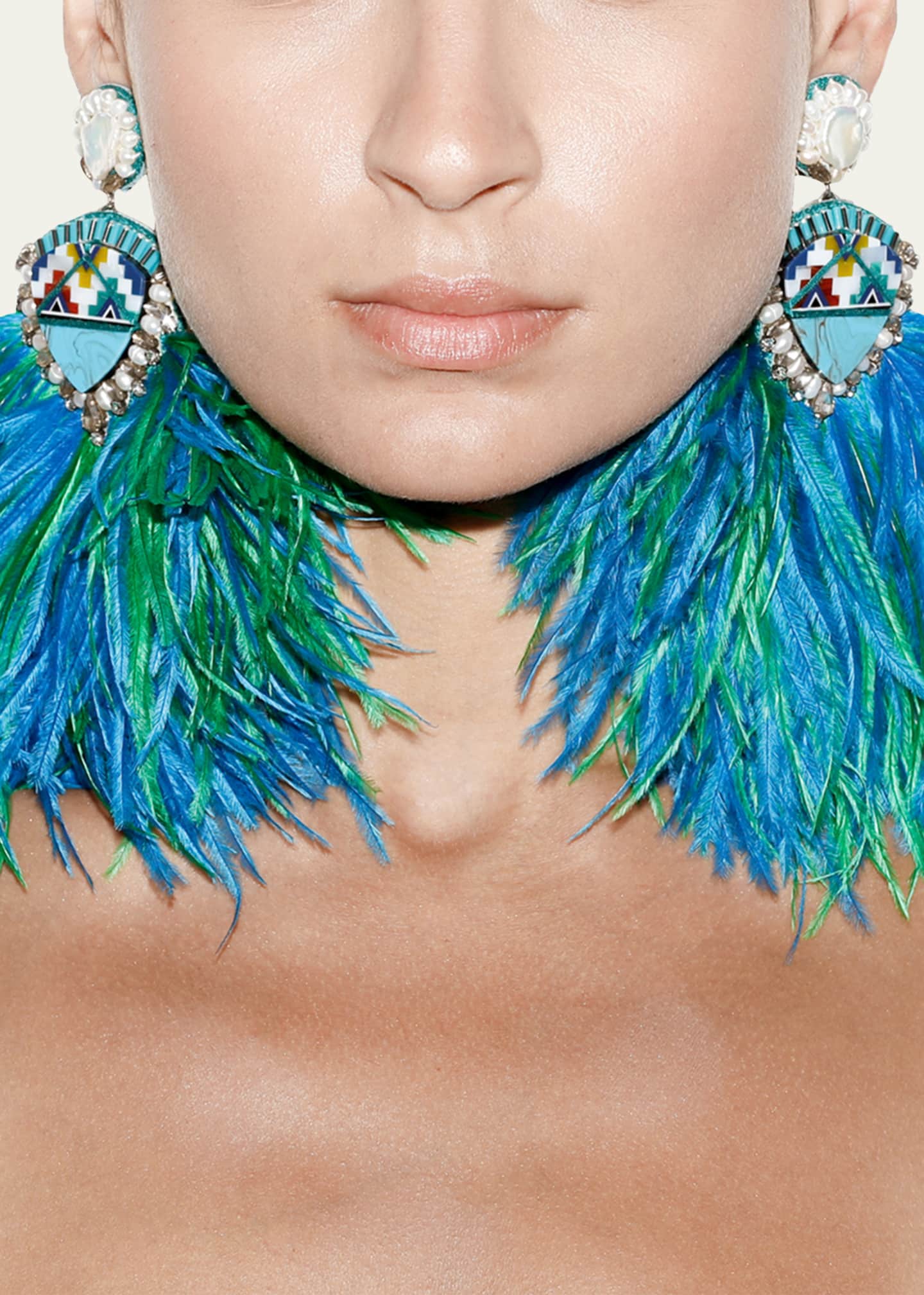 Ranjana Khan Feather Earrings with Beaded Tops Bergdorf Goodman