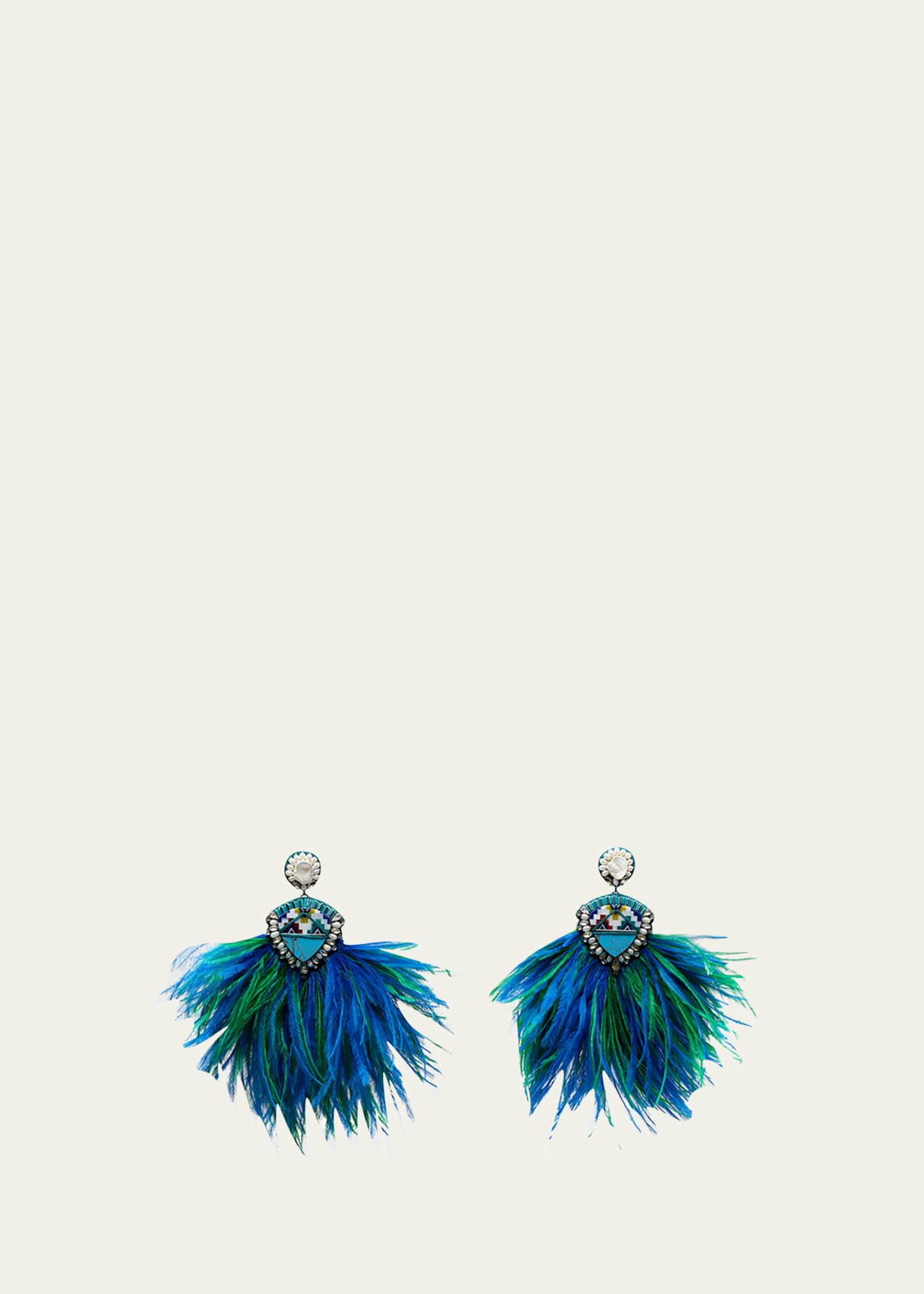Ranjana Khan Feather Earrings with Beaded Tops - Bergdorf