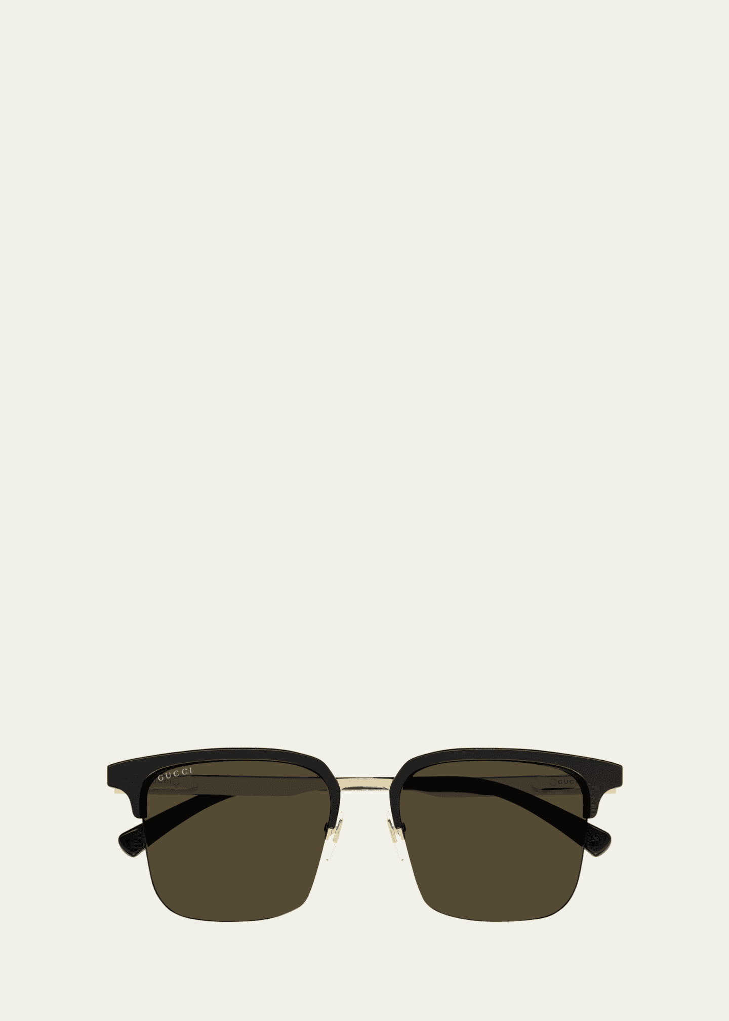 Gucci Men s Half Rim Logo Stripe Rectangle Sunglasses