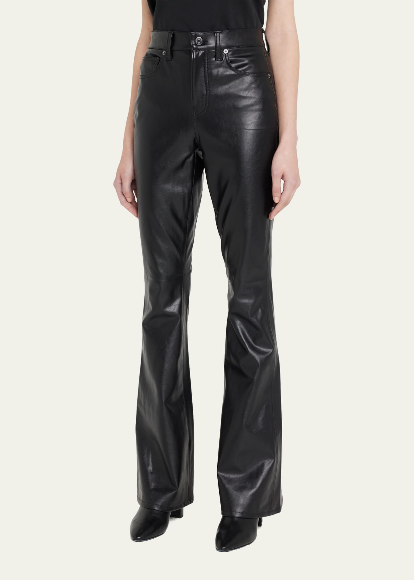 Veronica Beard Beverly High Rise Skinny Flared Faux Leather Jeans ...