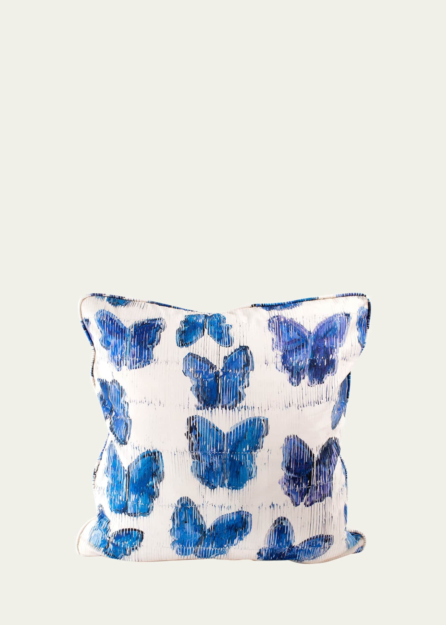 Hunt Slonem Butterflies In Blue Cotton Pillow, 22"