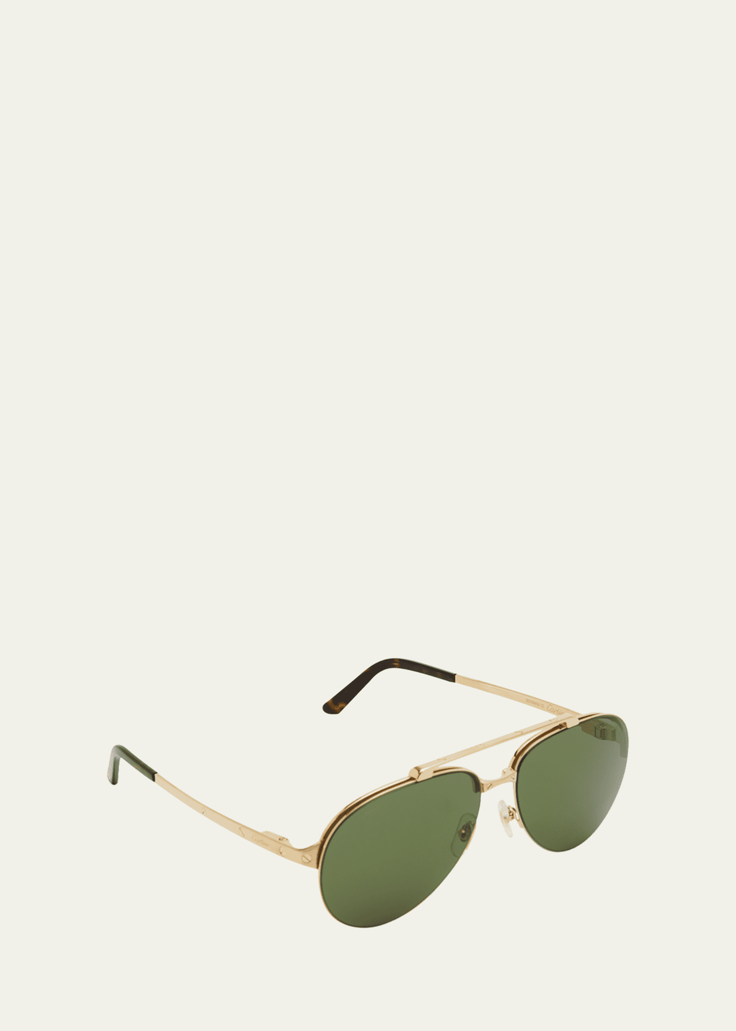 Cartier Men's Metal Double-Bridge Aviator Sunglasses Image 2 of 4