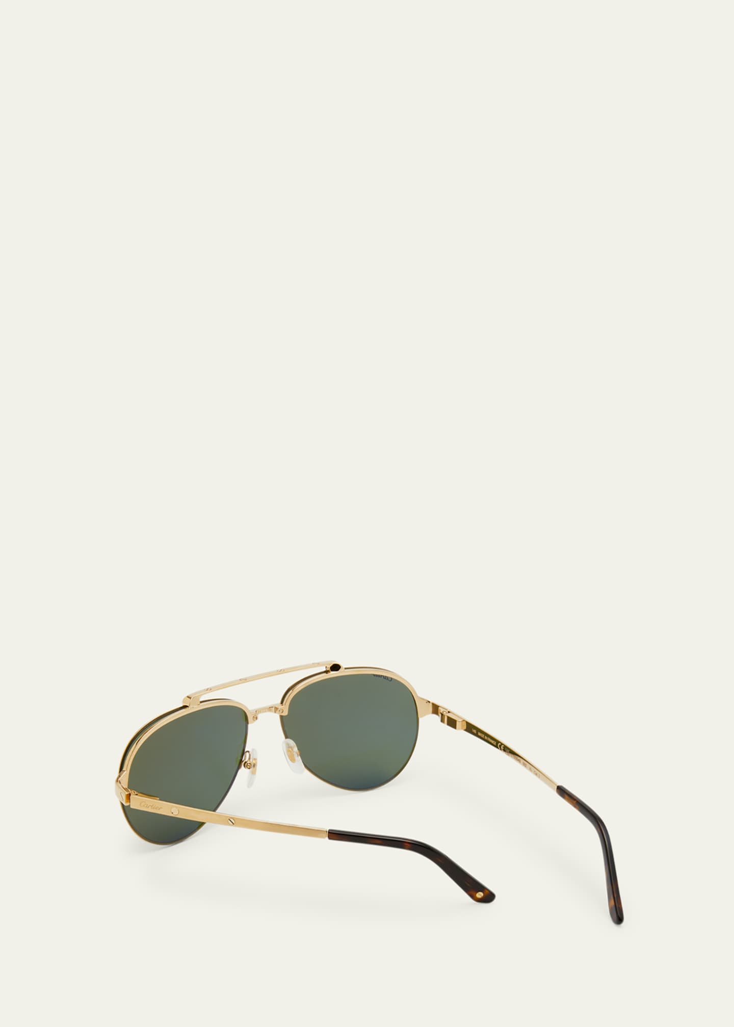 Cartier Men's Metal Double-Bridge Aviator Sunglasses Image 3 of 4