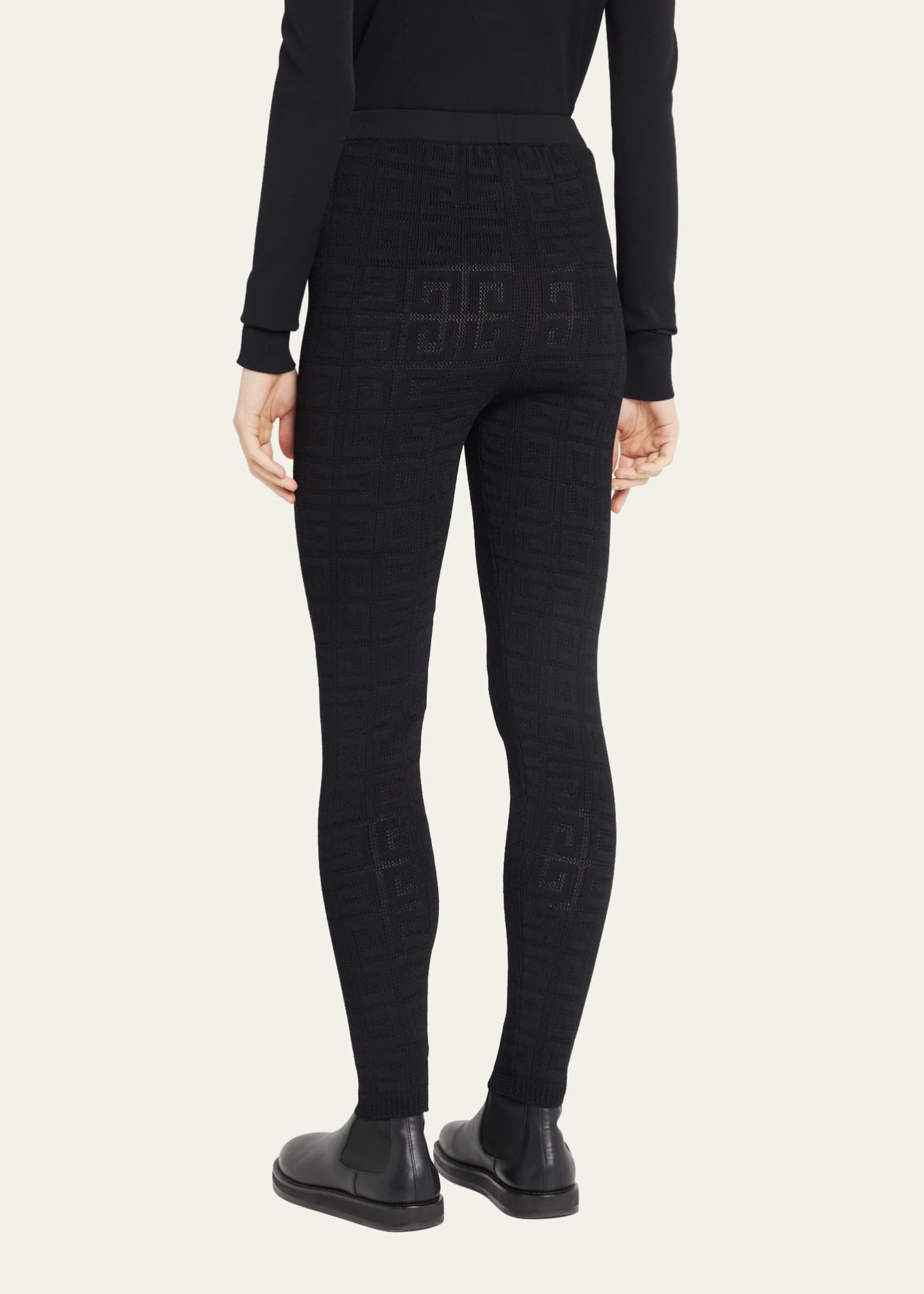 Givenchy Black Knit Quilted Paneled Zip Detail Leggings L Givenchy