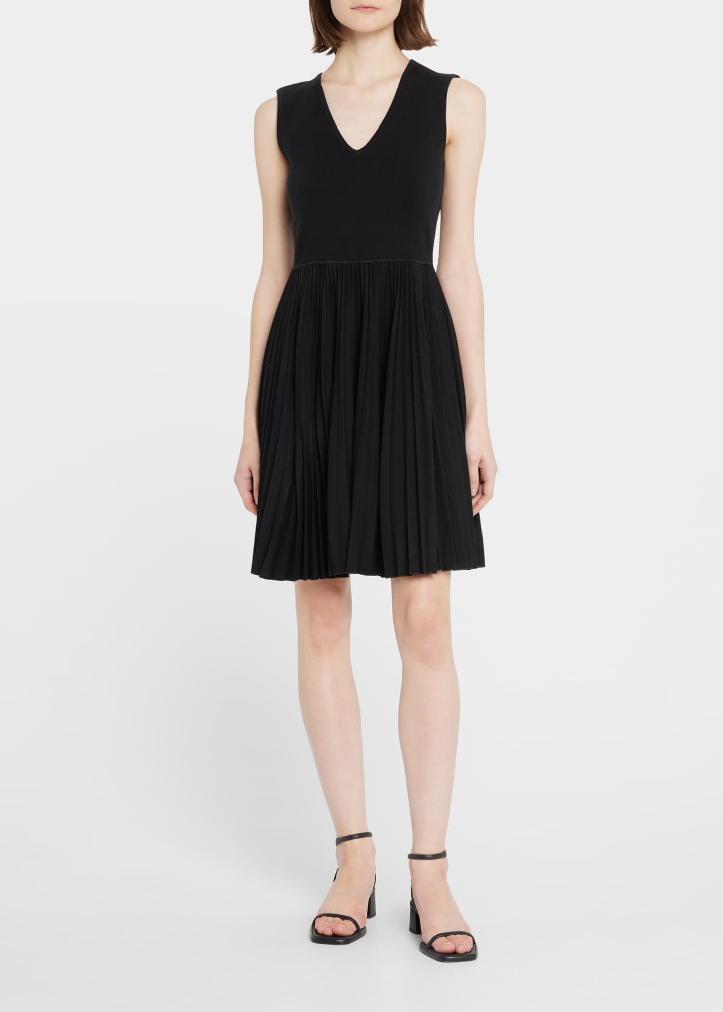 Theory Sleeveless Pleated Mini Combo Dress - Bergdorf Goodman