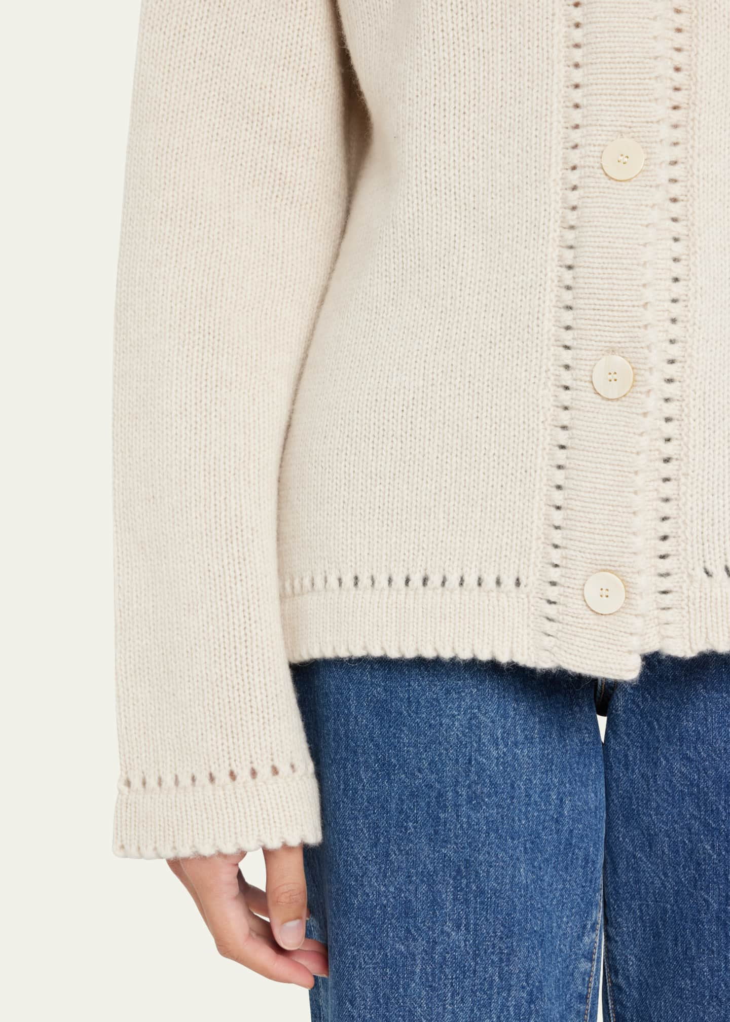 Theory Karenia Pointelle Wool-Cashmere Cardigan - Bergdorf Goodman