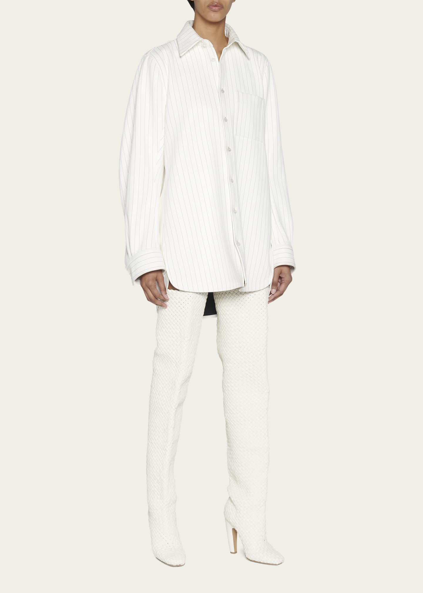 Bottega Veneta Intrecciato Woven Lambskin Over-The-Knee Boots Image 3 of 5