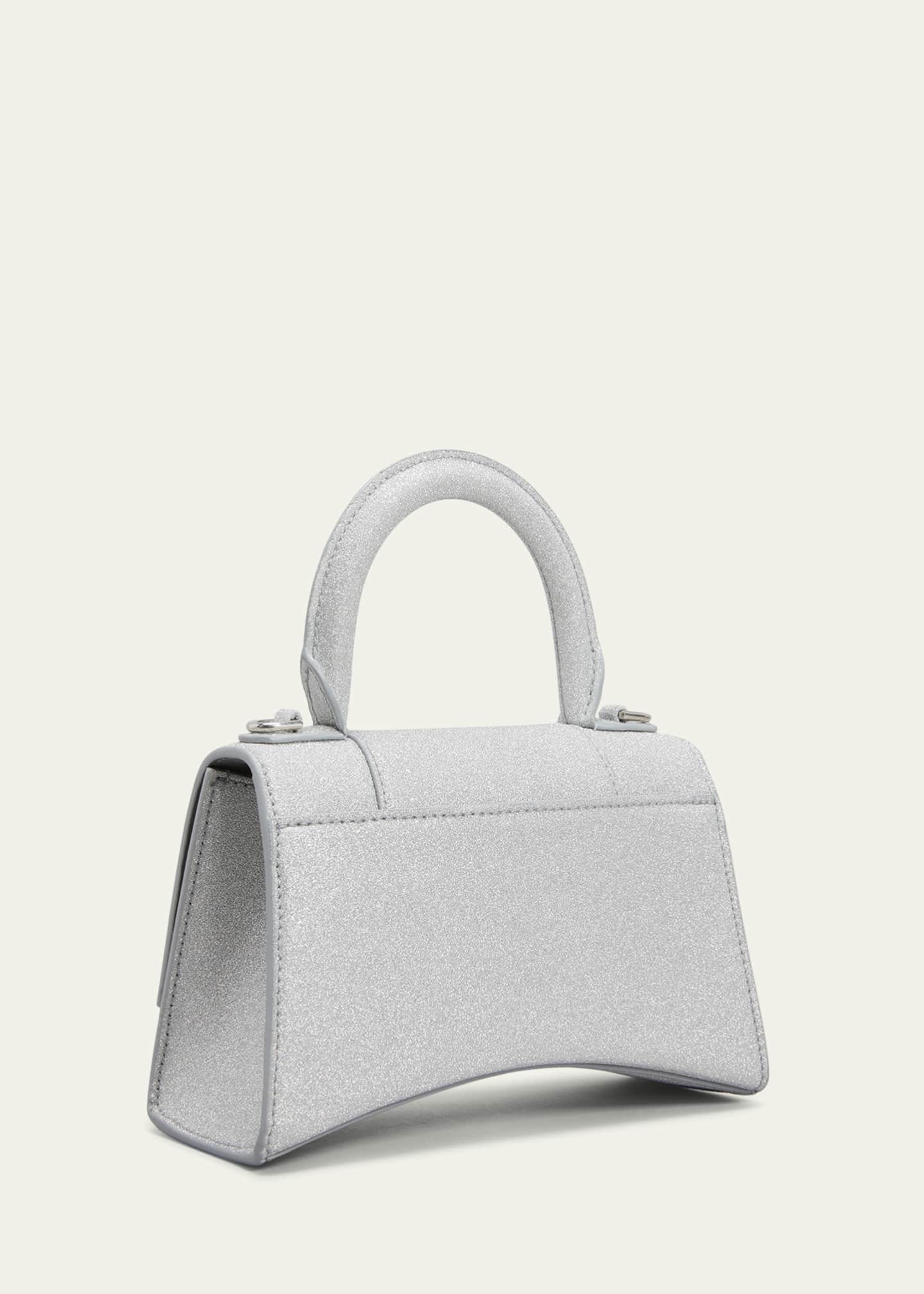 Balenciaga Silver Mini Glitter Hourglass Bag