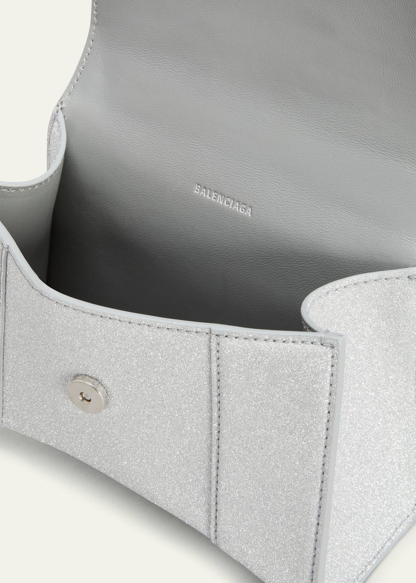 Balenciaga: Silver Mini Glitter Hourglass Bag