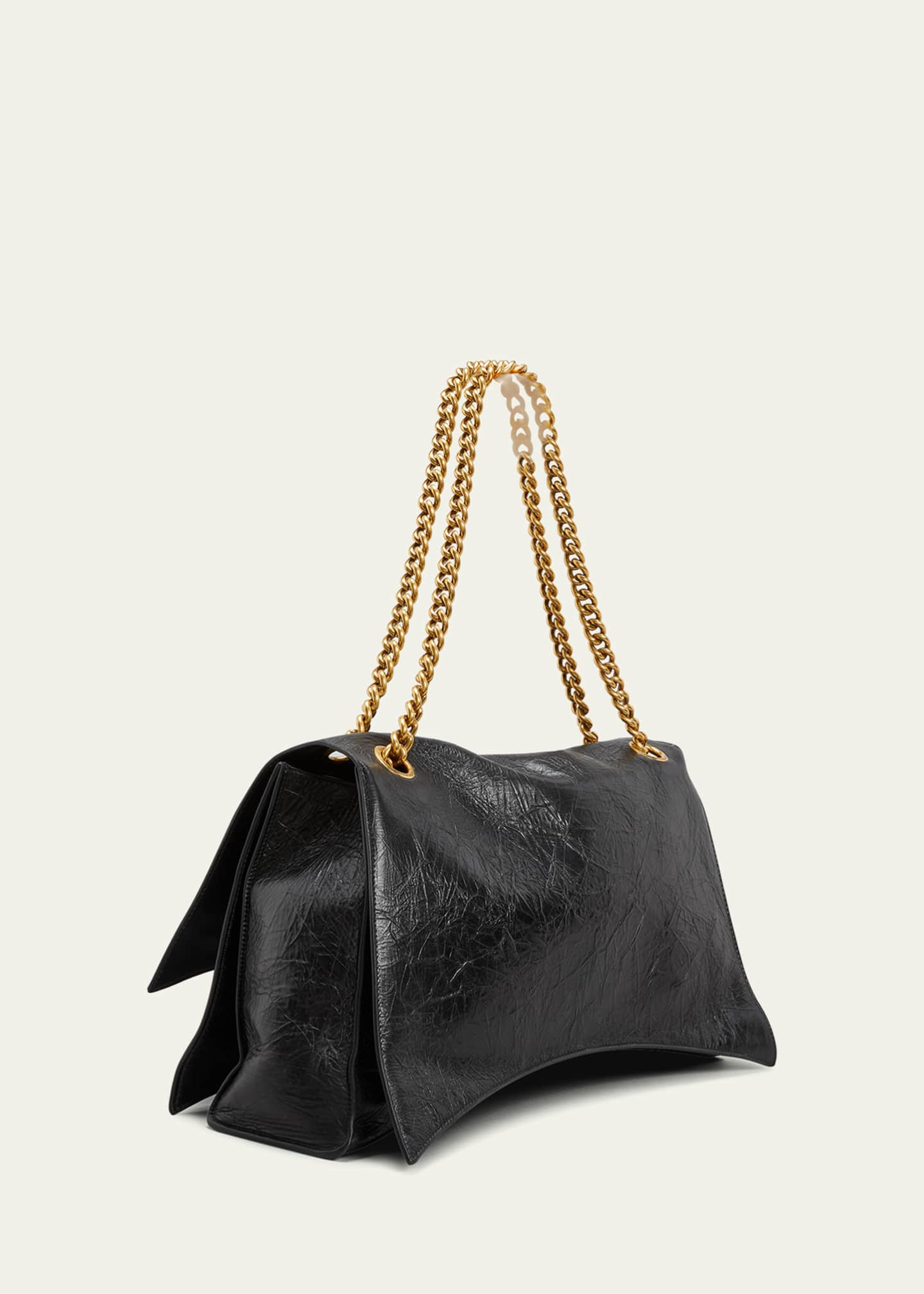 Crush Large Leather Shoulder Bag in Black - Balenciaga