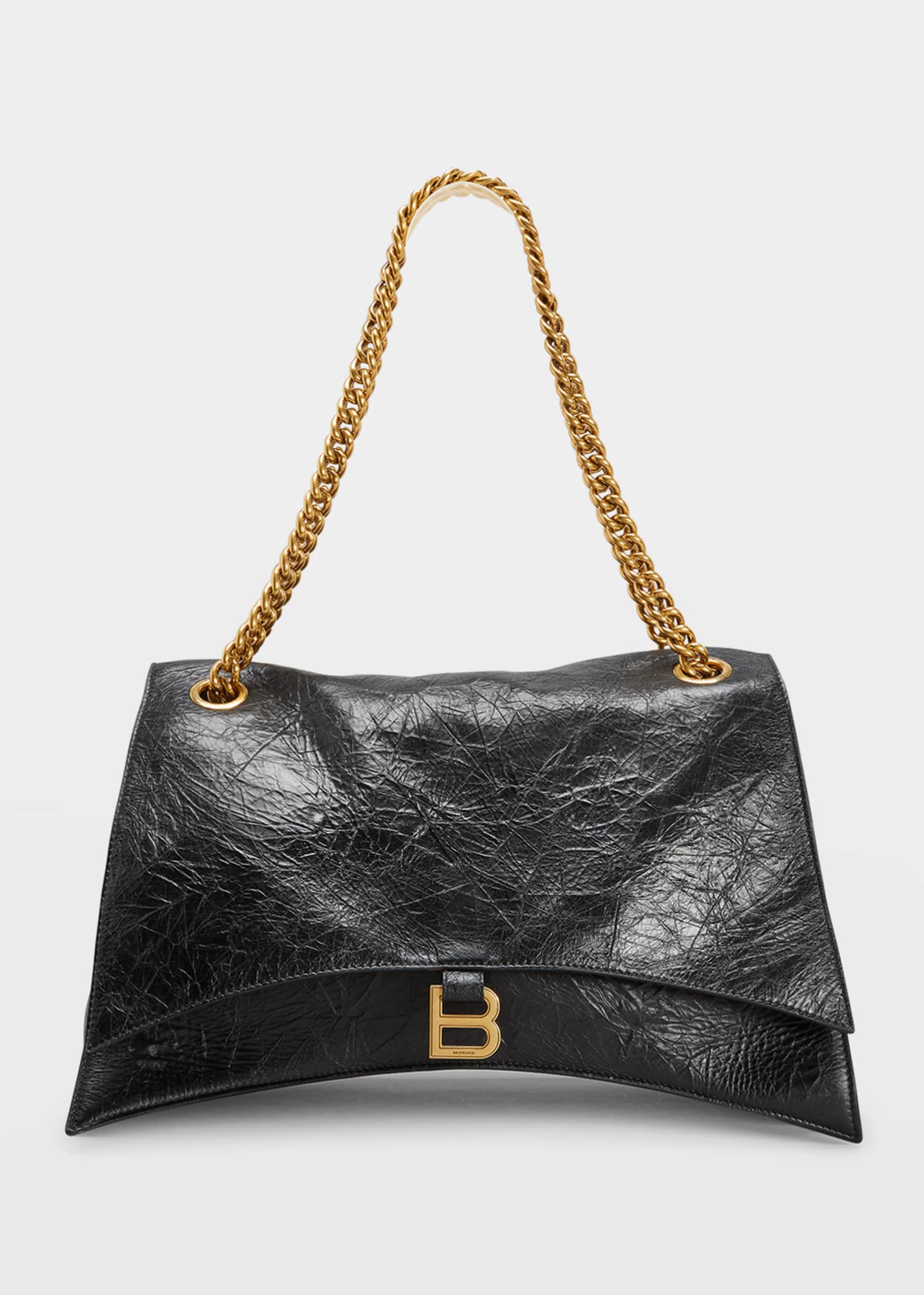 Balenciaga Crush Large Crinkled Leather Chain Shoulder Bag