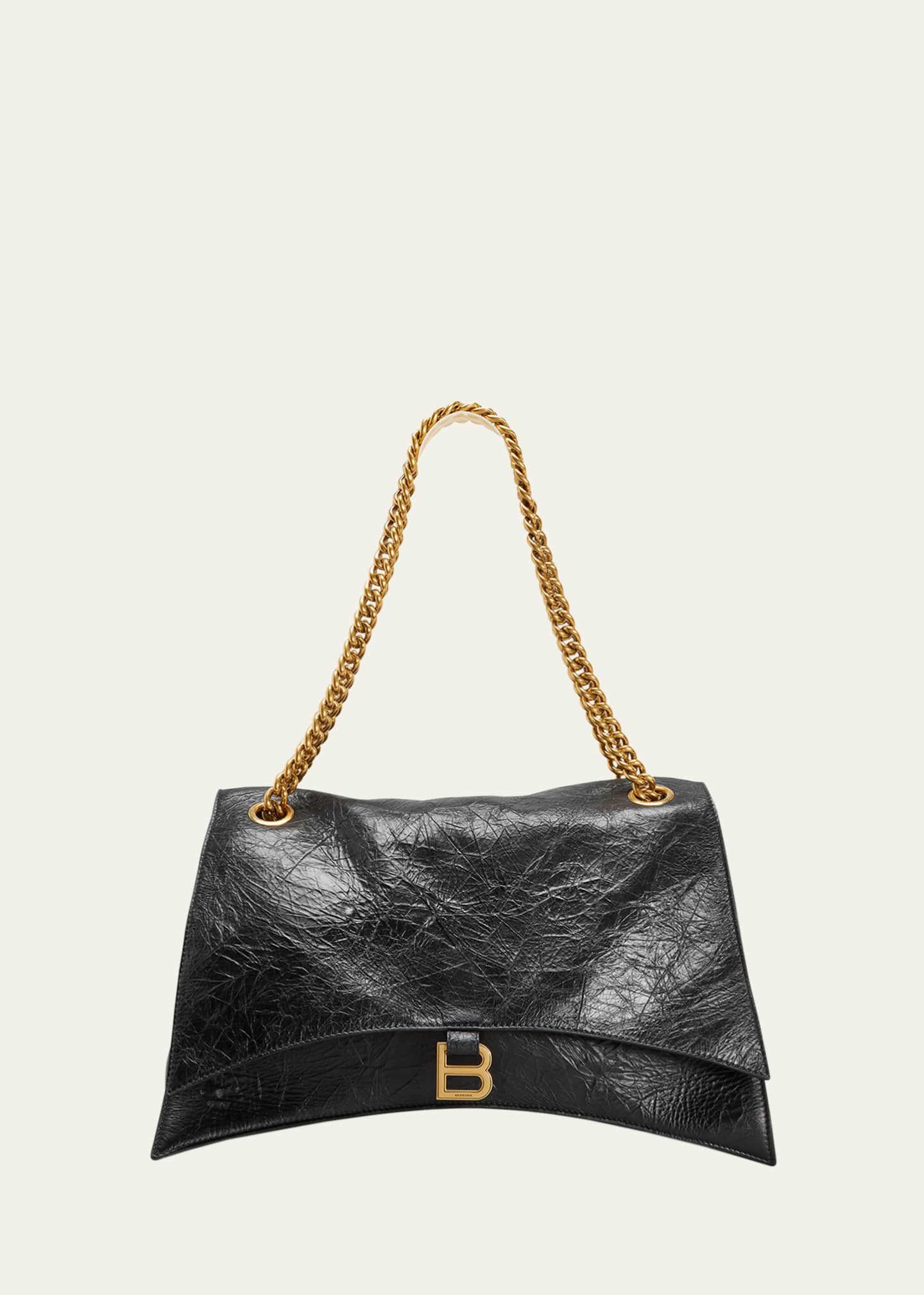 Balenciaga Crush Large Crinkled Leather Chain Shoulder Bag