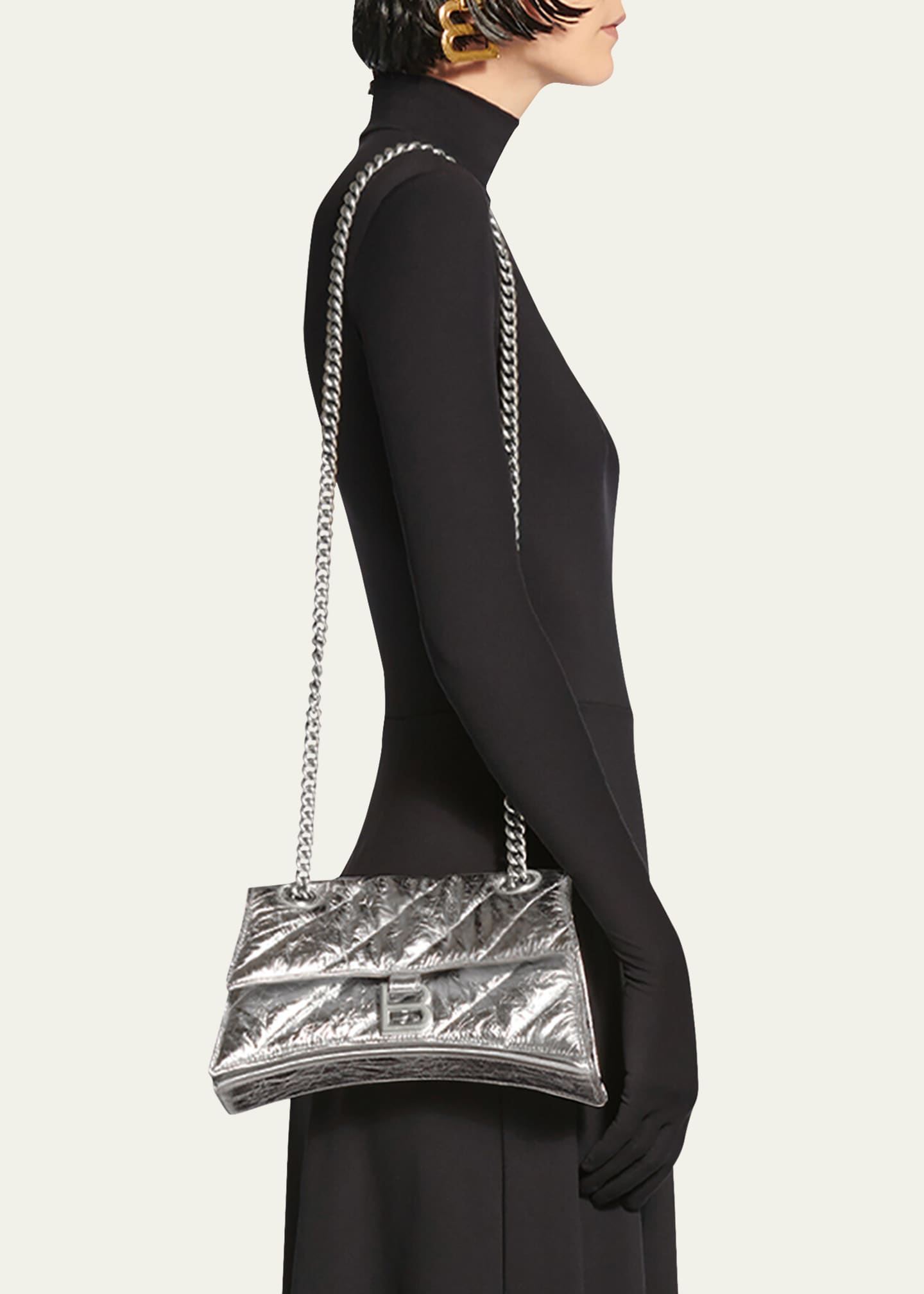 Balenciaga Crush Small Quilted Metallic Chain Shoulder Bag - Bergdorf ...