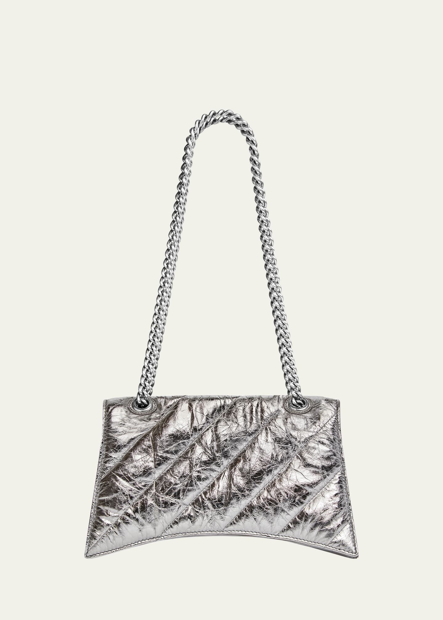 Balenciaga small Crush metallic drawstring bag - Neutrals