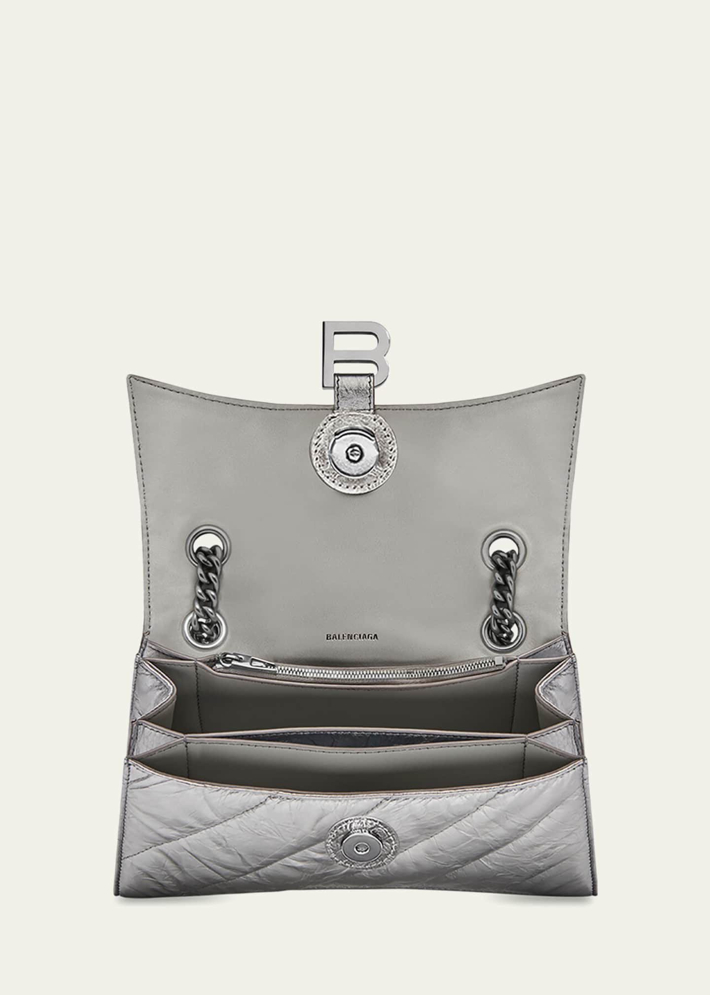 Women's crush small chain bag metallized in dark grey - Balenciaga