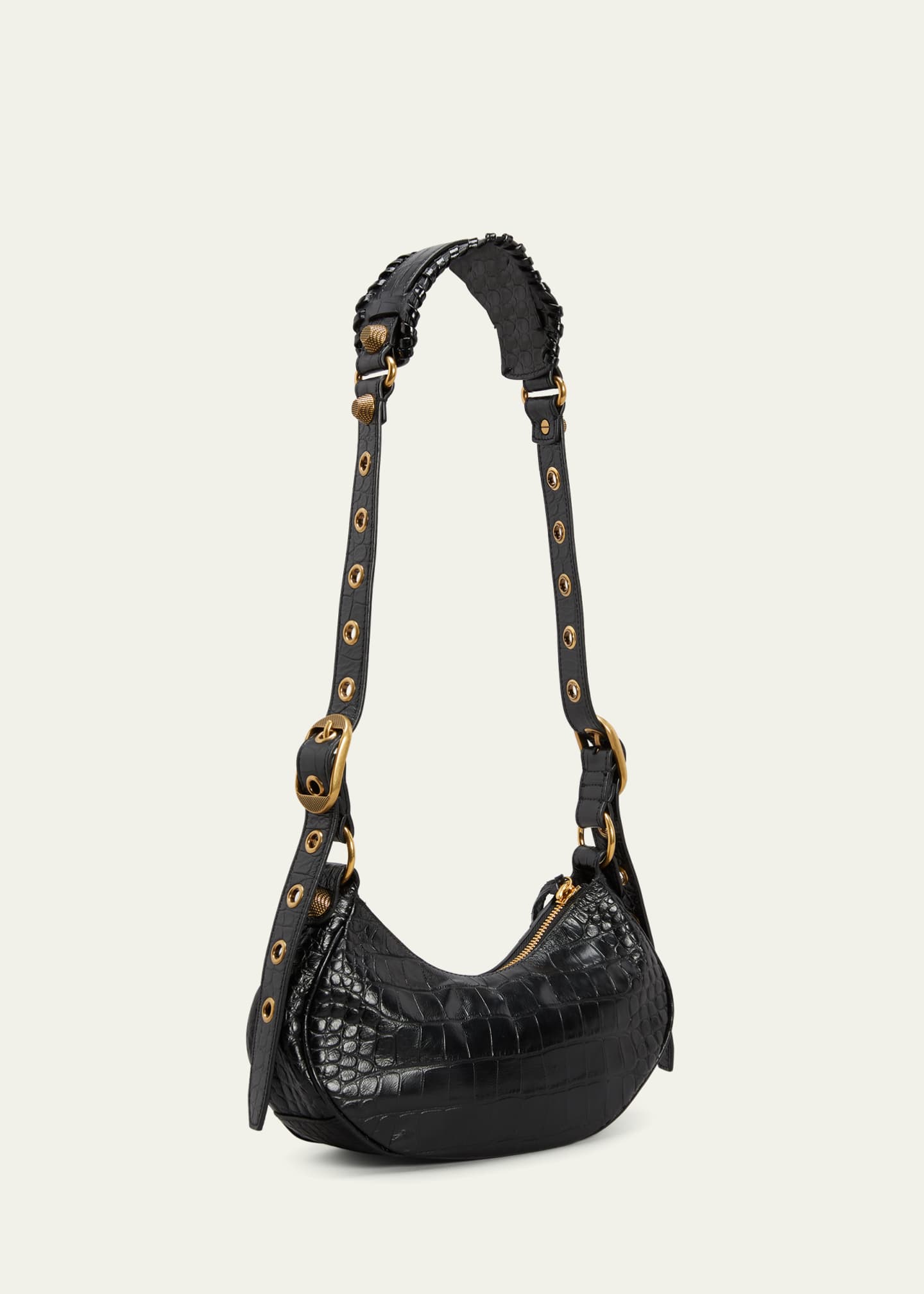 Balenciaga Le Cagole XS Croc-Embossed Shoulder Bag