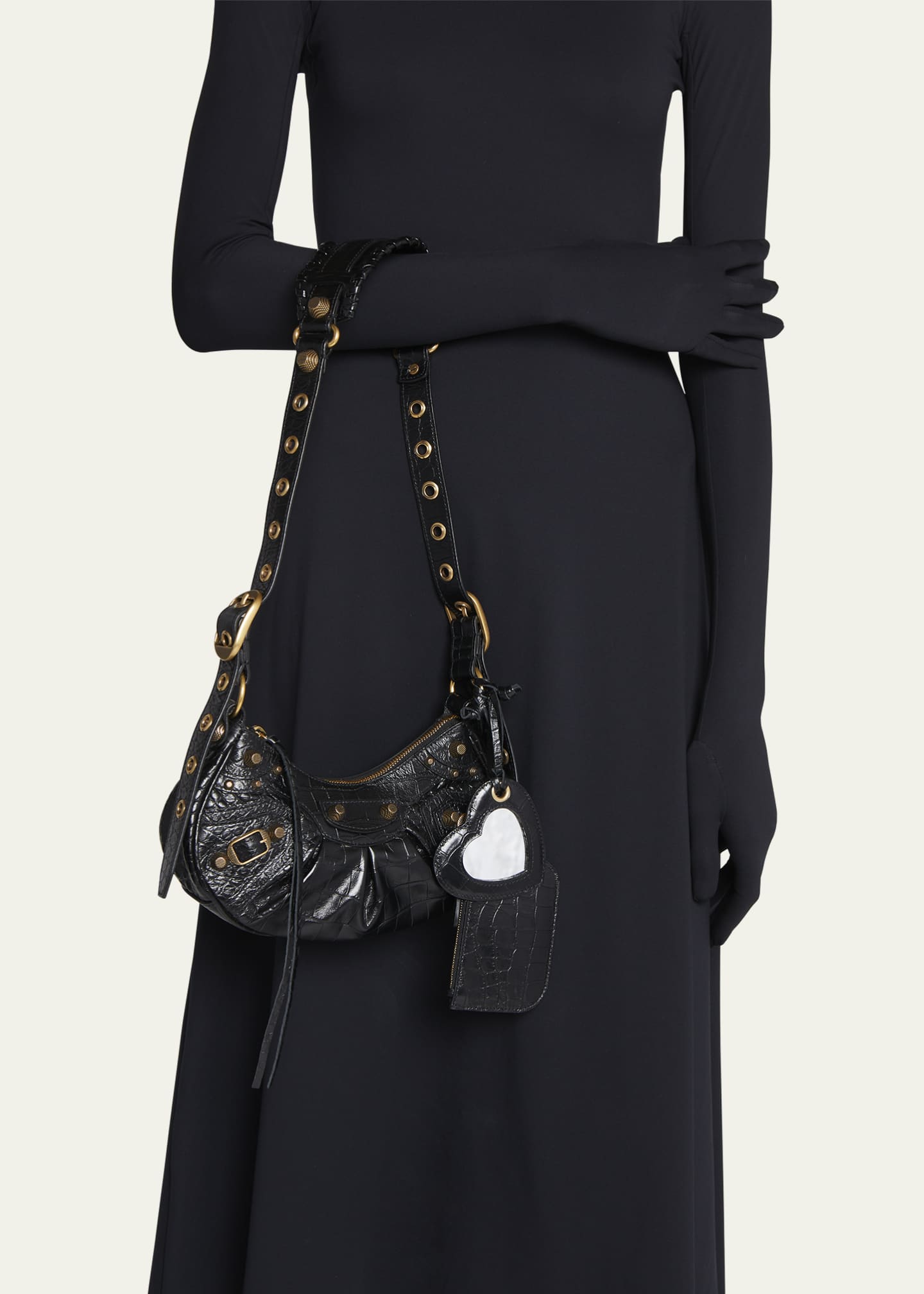 Balenciaga Le Cagole XS Croc-Embossed Shoulder Bag