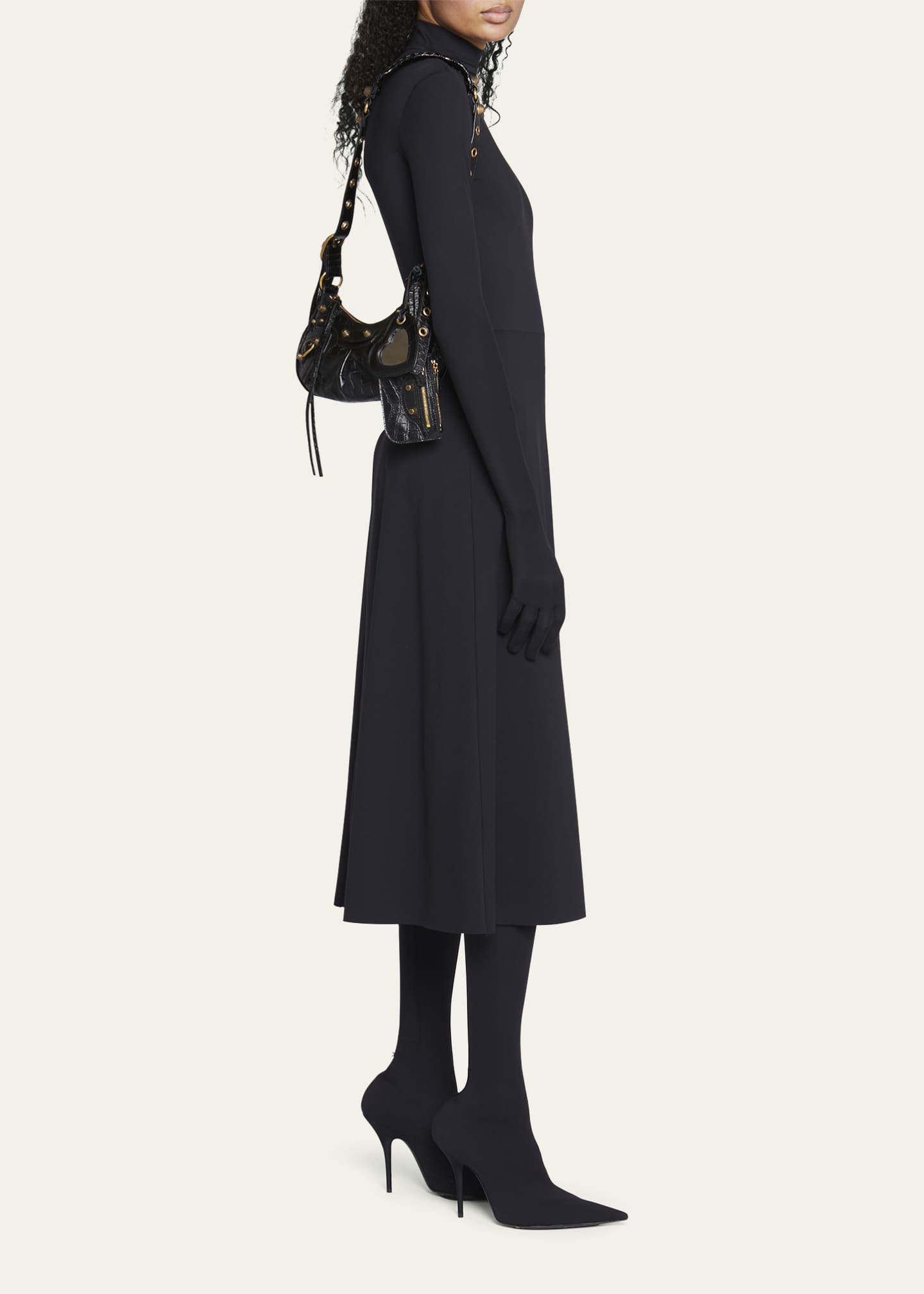 Balenciaga Le Cagole XS Croc-Embossed Shoulder Bag