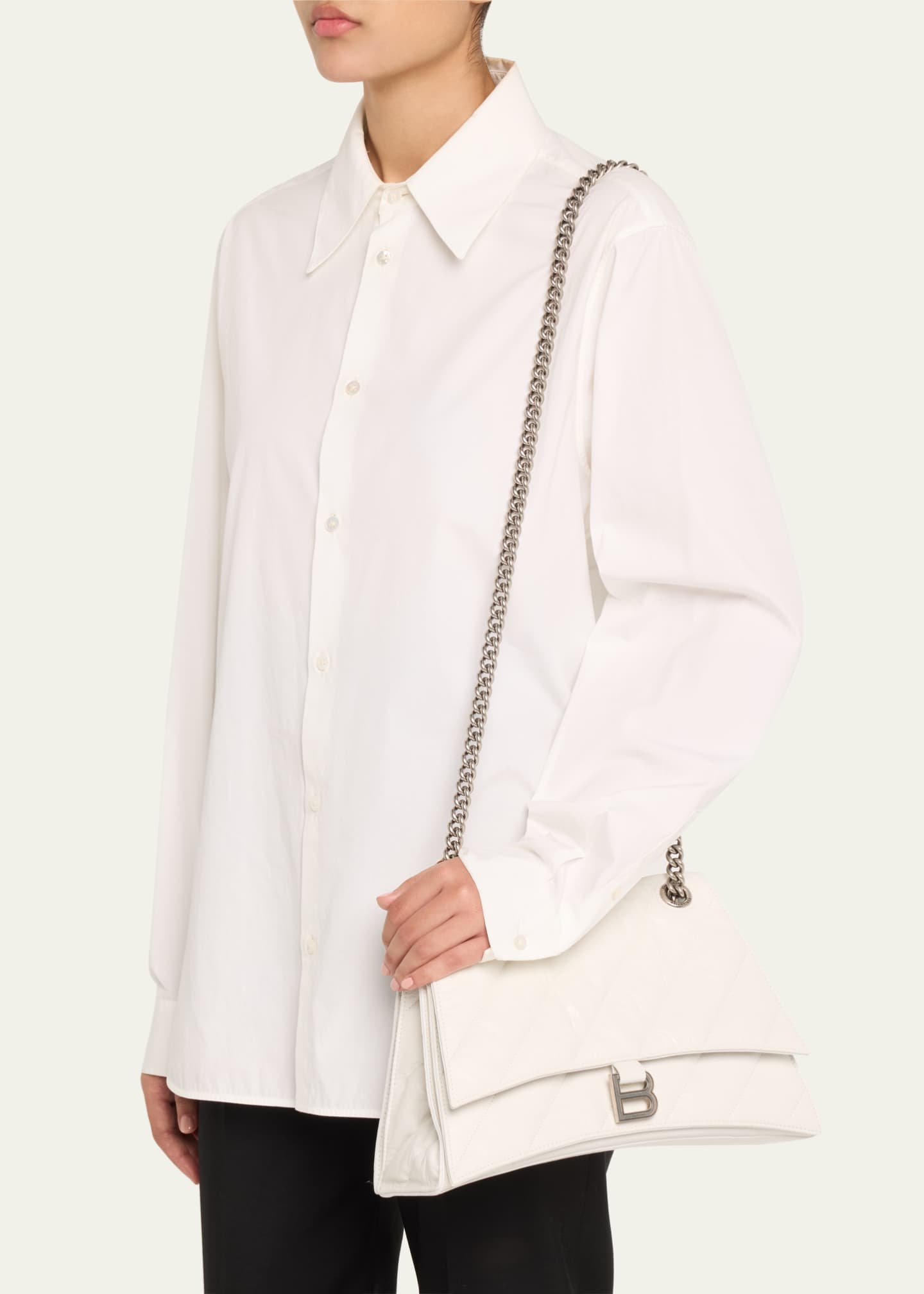Balenciaga Crush Medium Quilted Chain Shoulder Bag