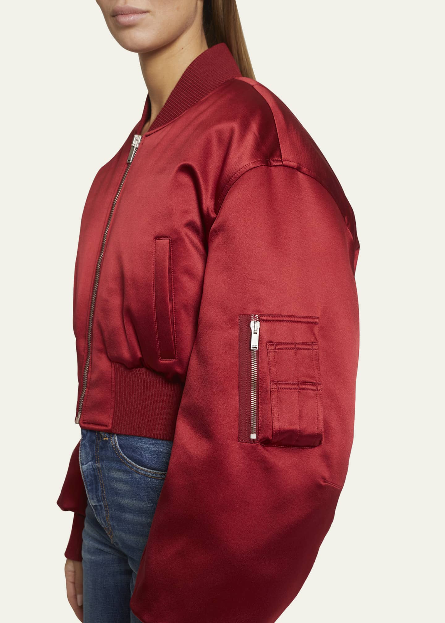 Saint Laurent Oversized Silk Bomber Jacket Bergdorf Goodman