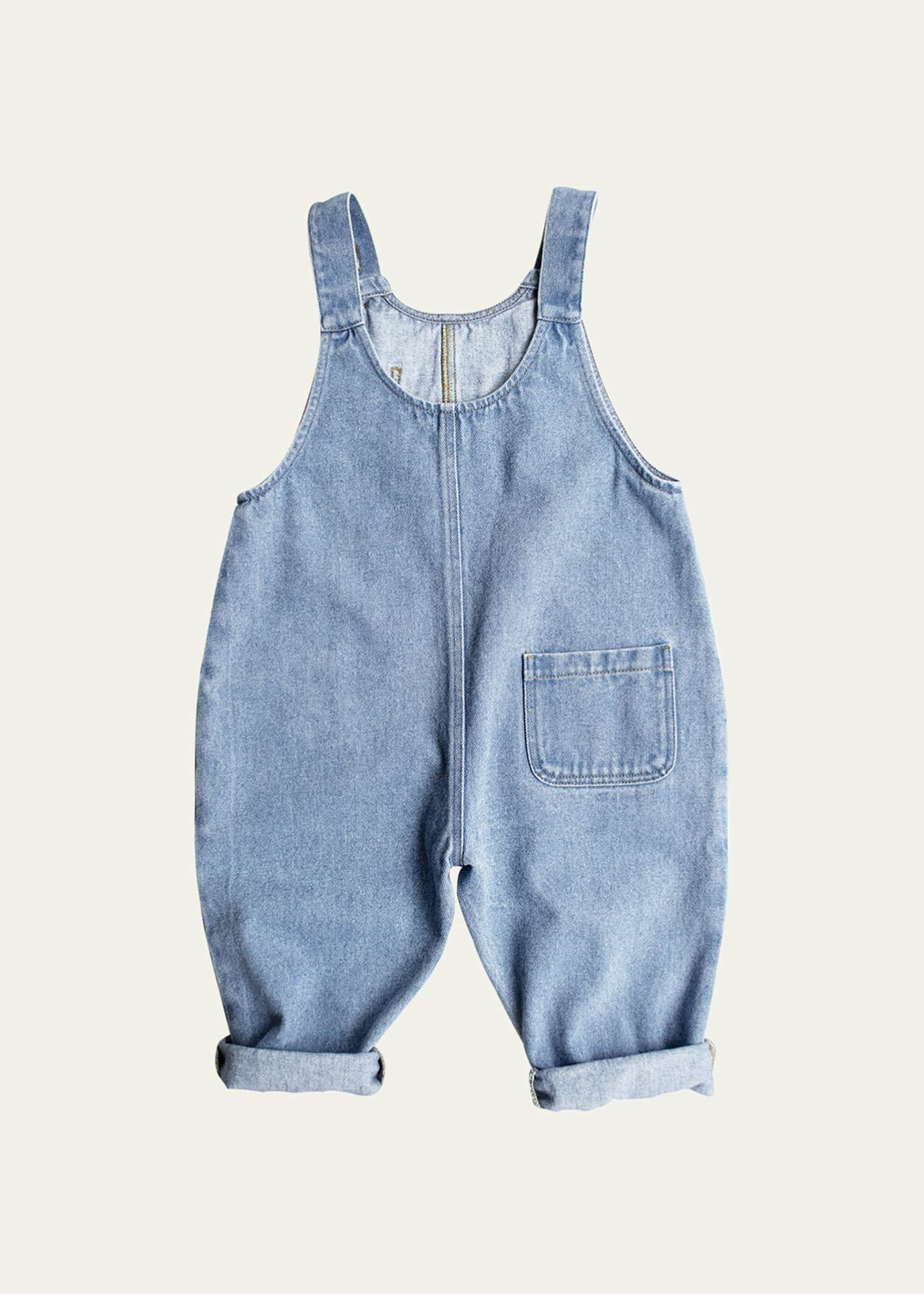 The Simple Folk Kid's The Oversized Denim Dungaree Overalls, Size 3-10