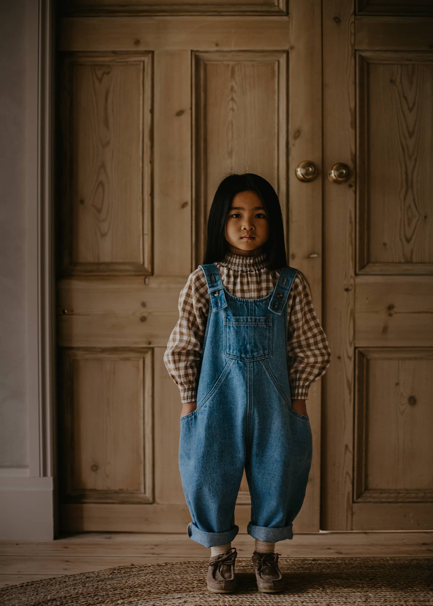 The Simple Folk Kid's The Oversized Denim Dungaree Overalls, Size 3-10