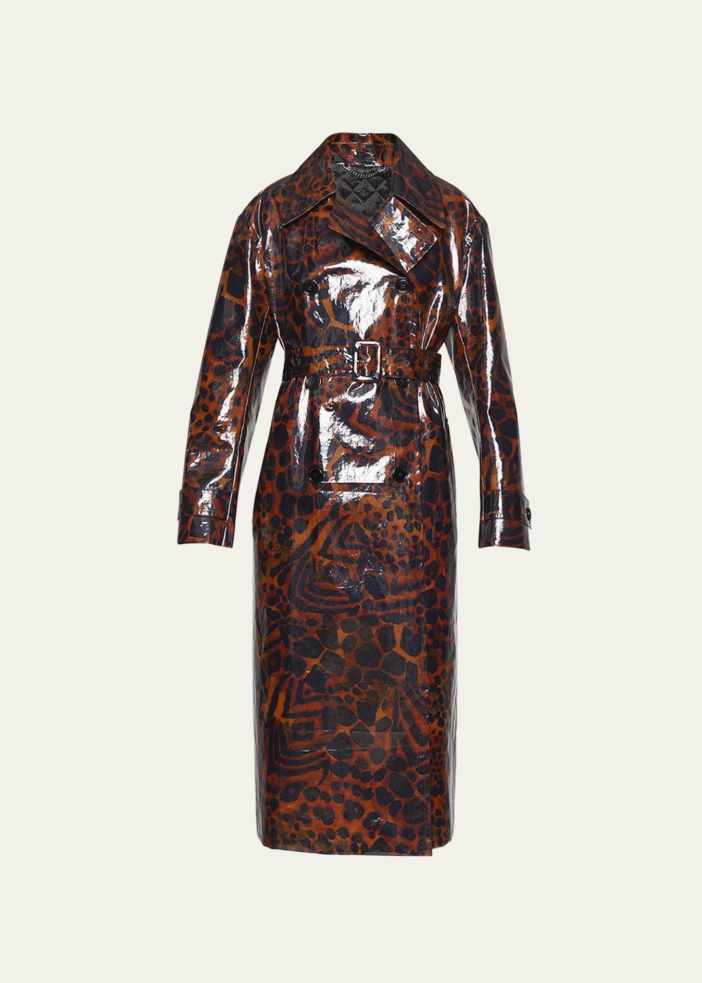 Dries Van Noten Ronas Lacquered Double-Breasted Belted Trench Coat ...