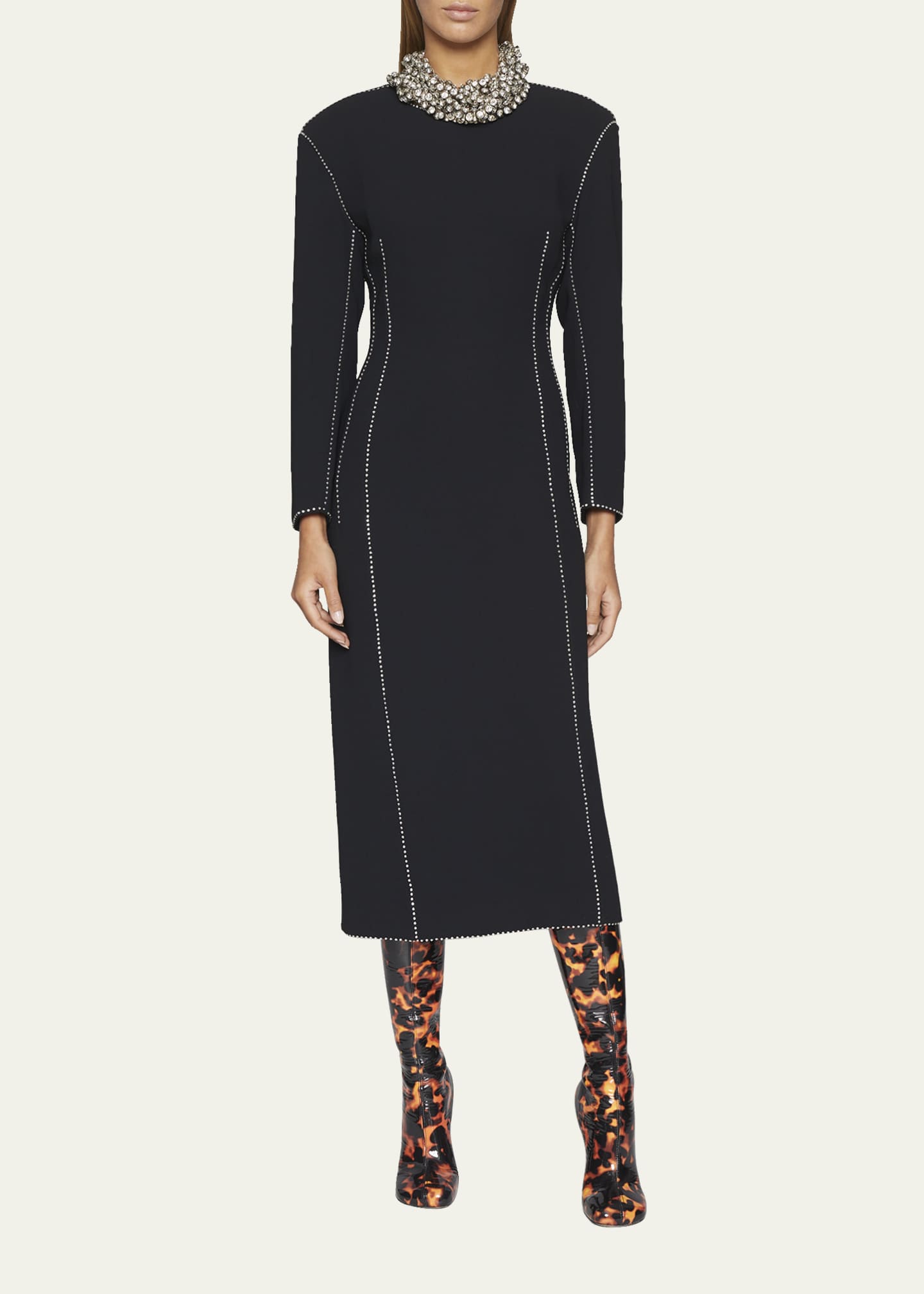 Dries Van Noten Dialto Strass Embellished Strong-Shoulder Midi Dress ...