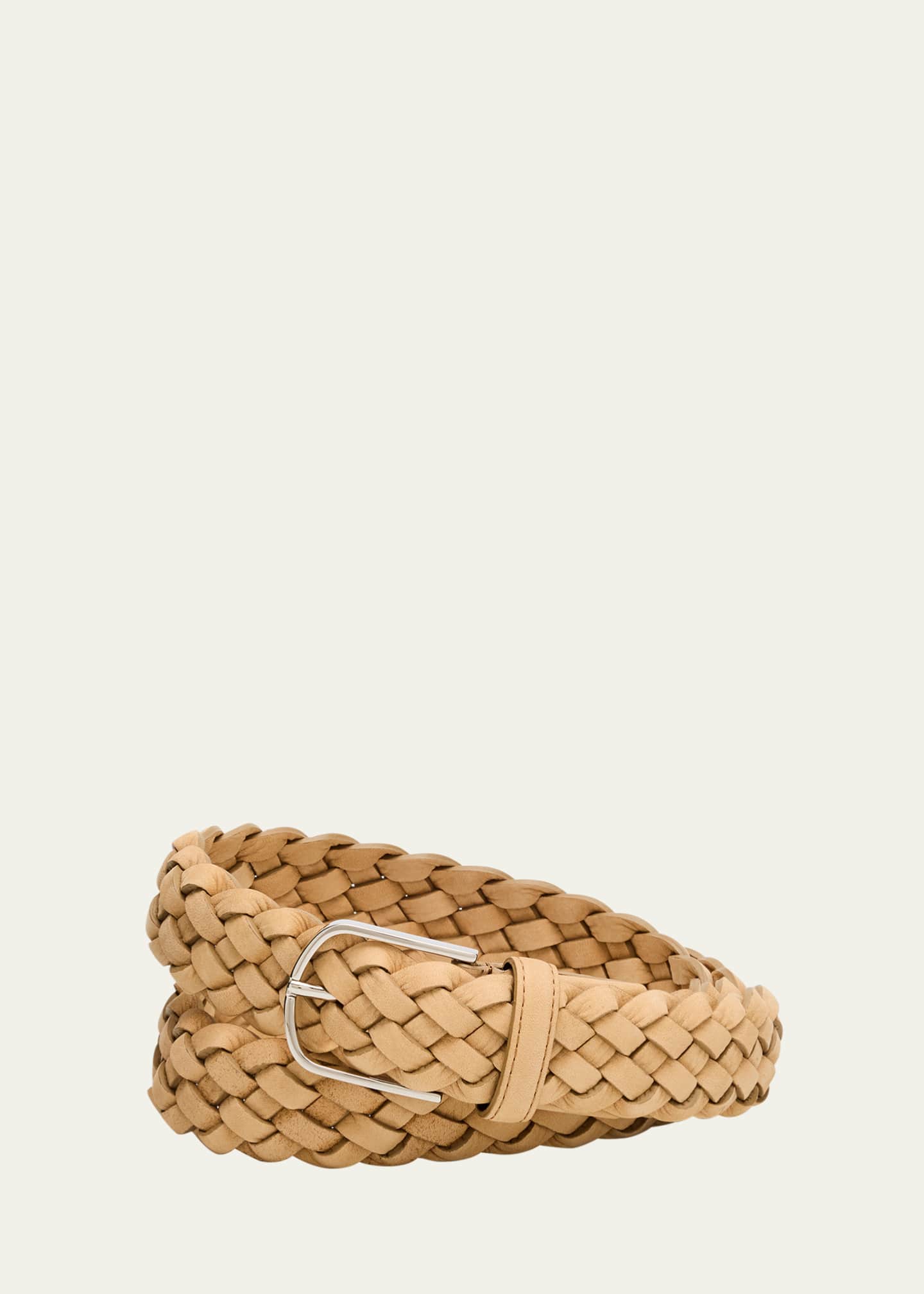 Simonnot Godard Men's Bicolor Braided Leather Belt, 35mm Image 1 of 2