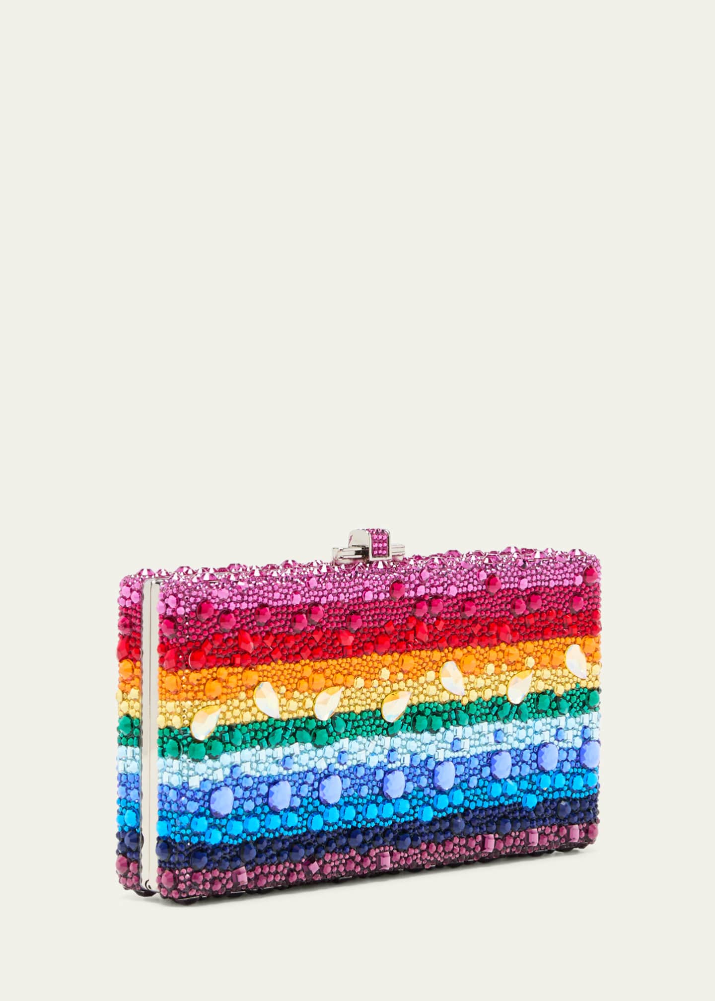 Judith Leiber Rectangle Rainbow Crystal Clutch Bag
